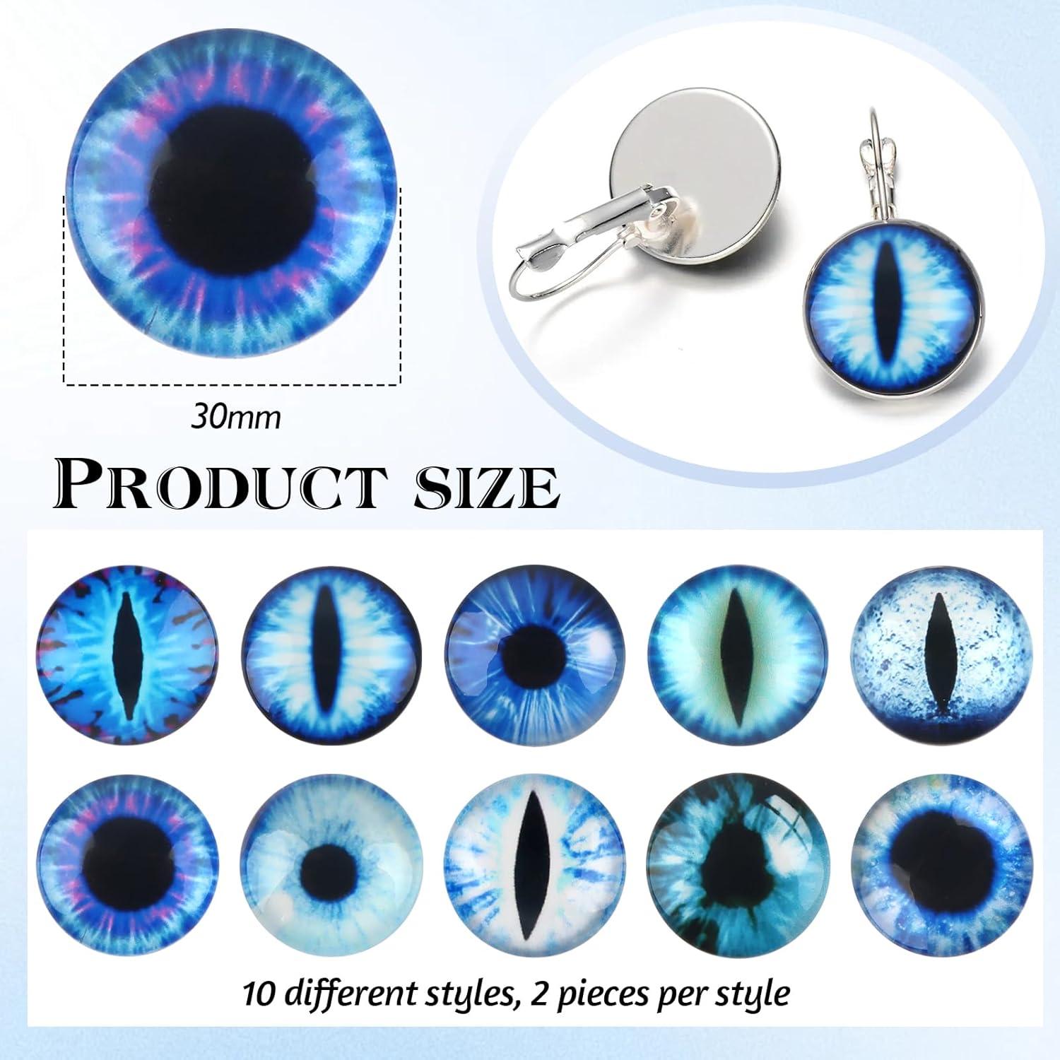 Ojos de Dragón de Vidrio TOAOB 20pcs 30mm Azul DIY Manualidades