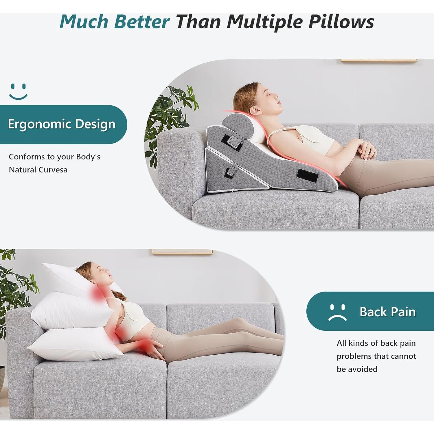 Cojín en cuña 3 PCS Longering 57 cm Alivio Dolor Espalda