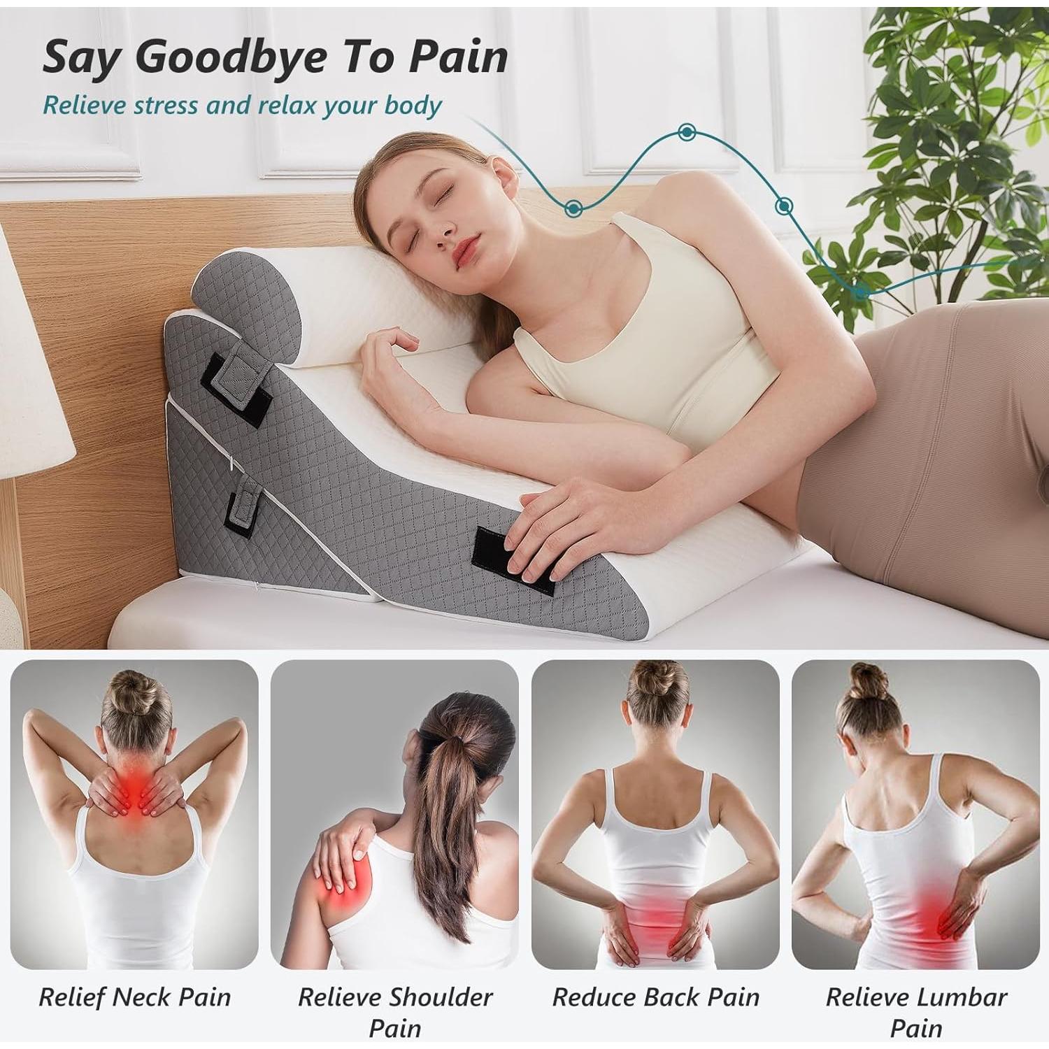 Cojín en cuña 3 PCS Longering 57 cm Alivio Dolor Espalda