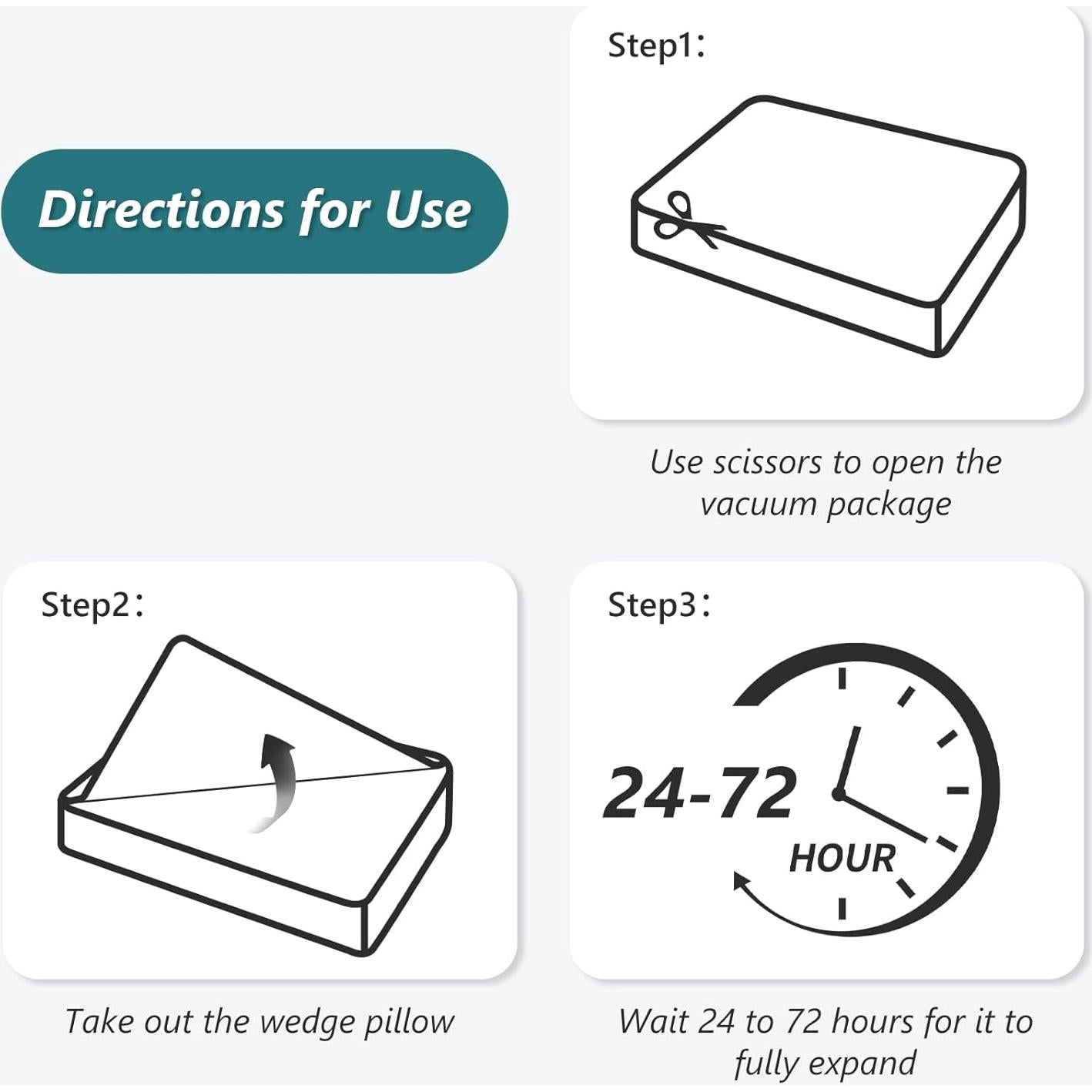 Cojín en cuña 3 PCS Longering 57 cm Alivio Dolor Espalda