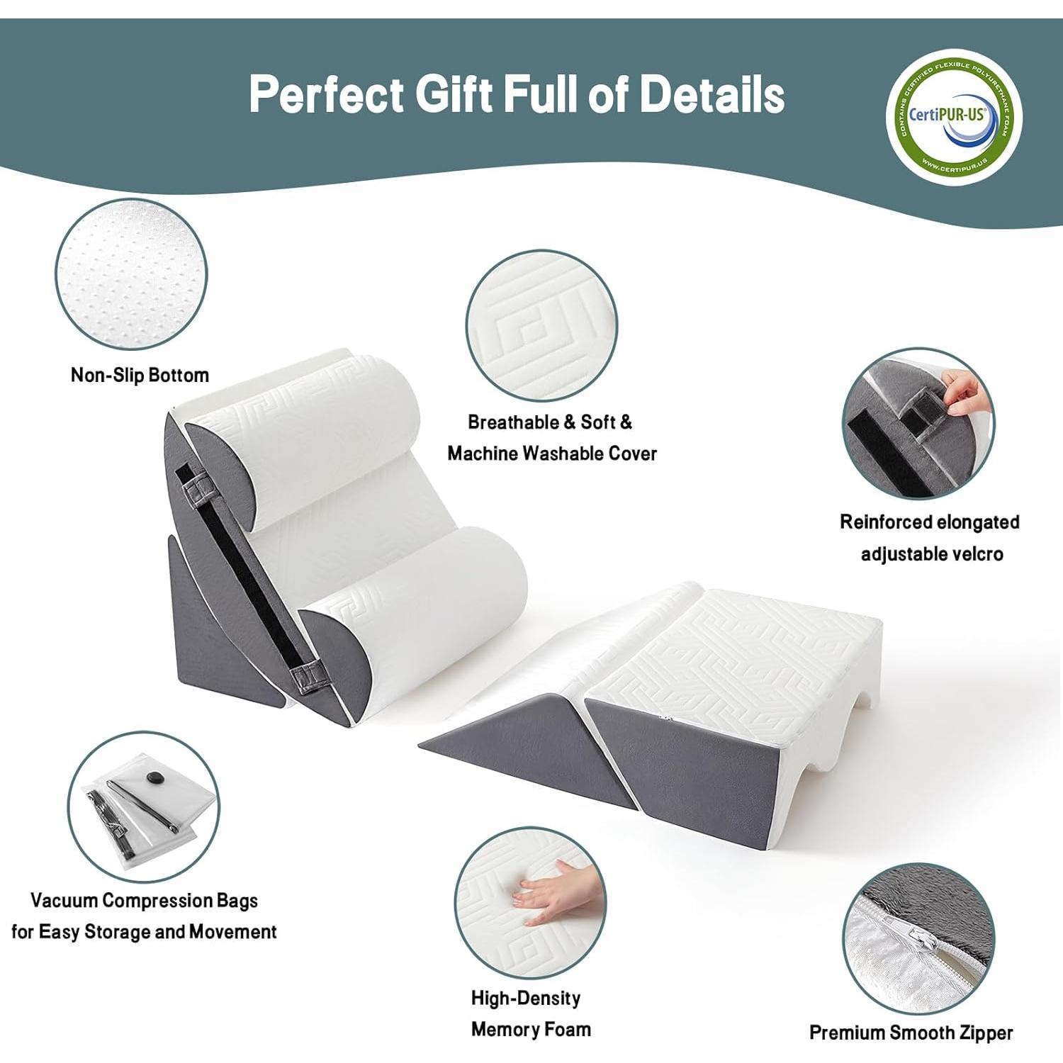 Juego de 6 almohadas ortopédicas Yojoker en cuña - Espuma viscoelástica