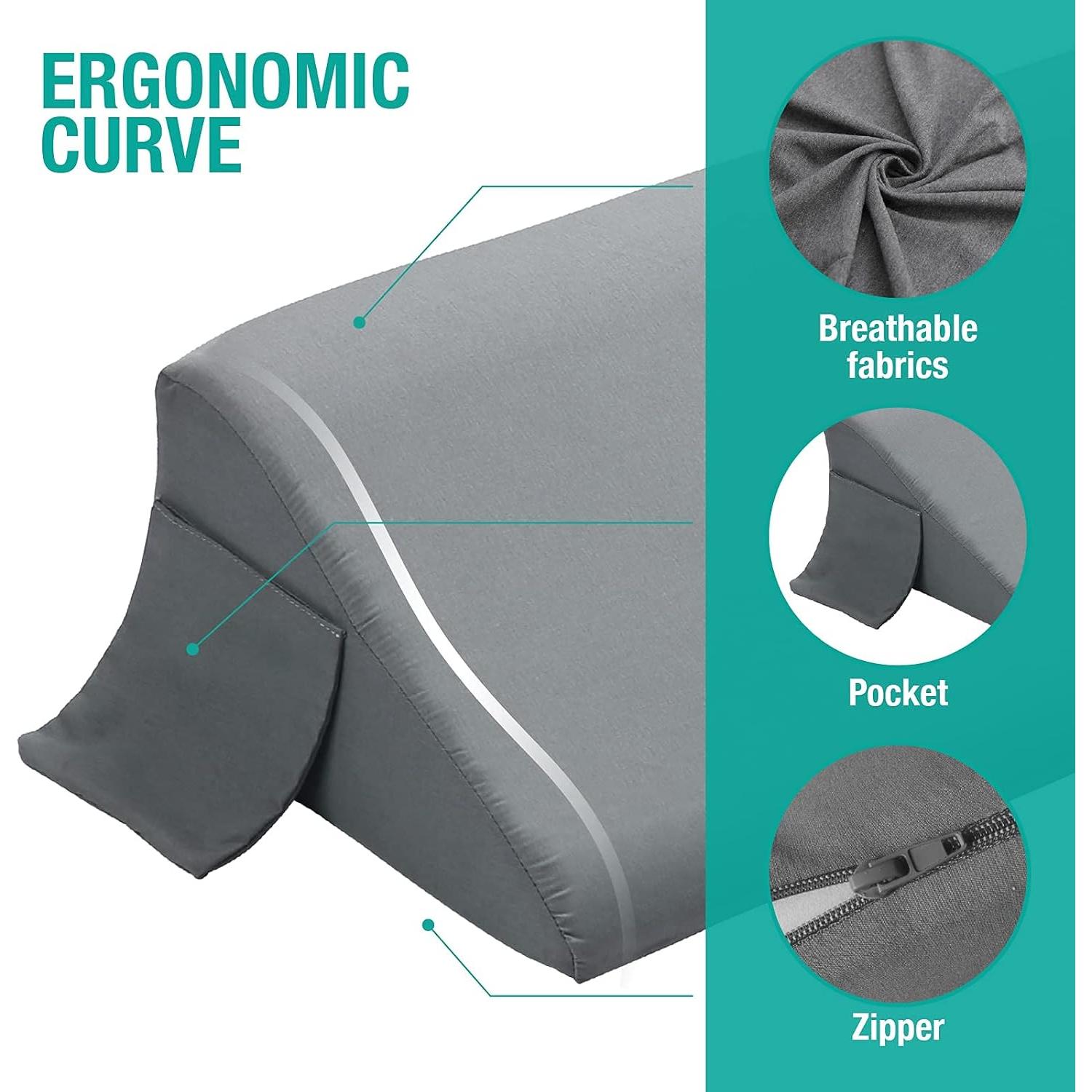 Cojín en cuña Vekkia para cama 152,4x25,4x15,2 cm Gris