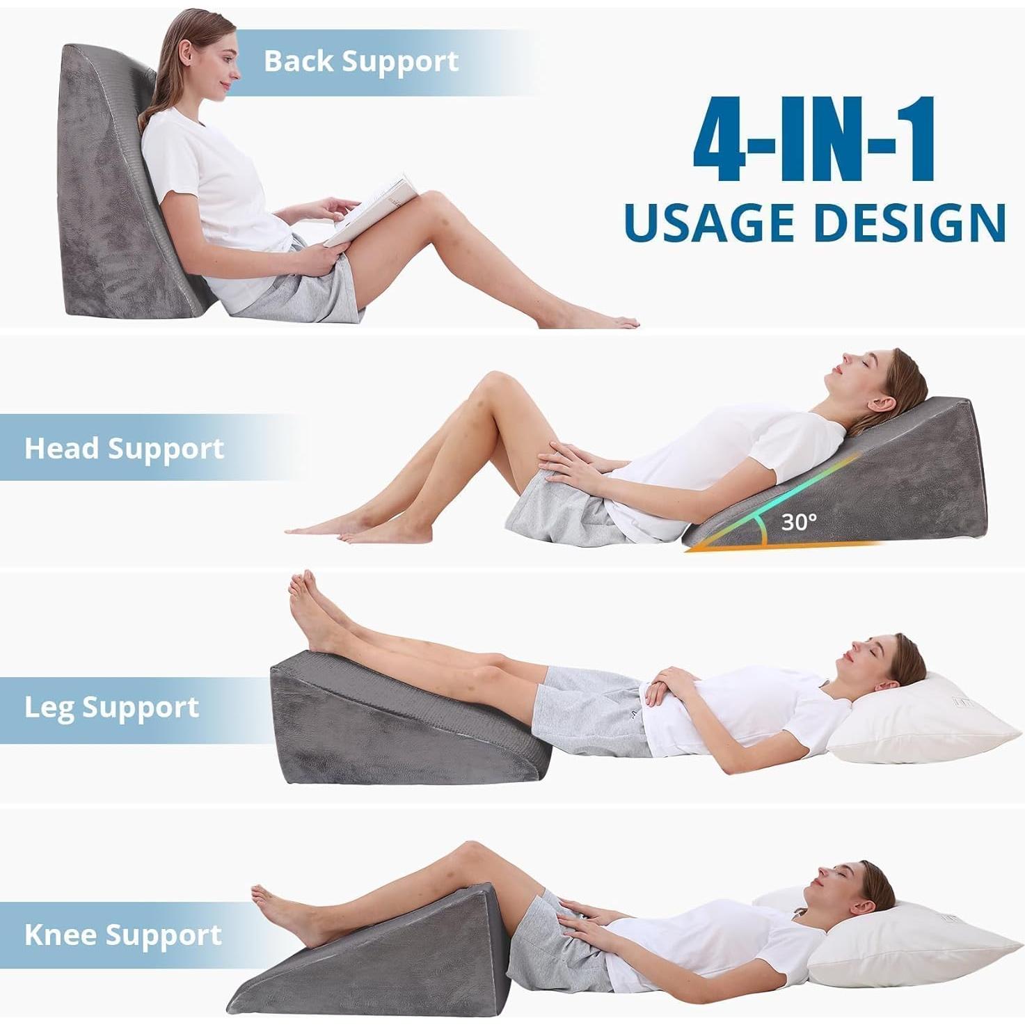 Cojín en cuña Sasttie de espuma viscoelástica 30 cm gris