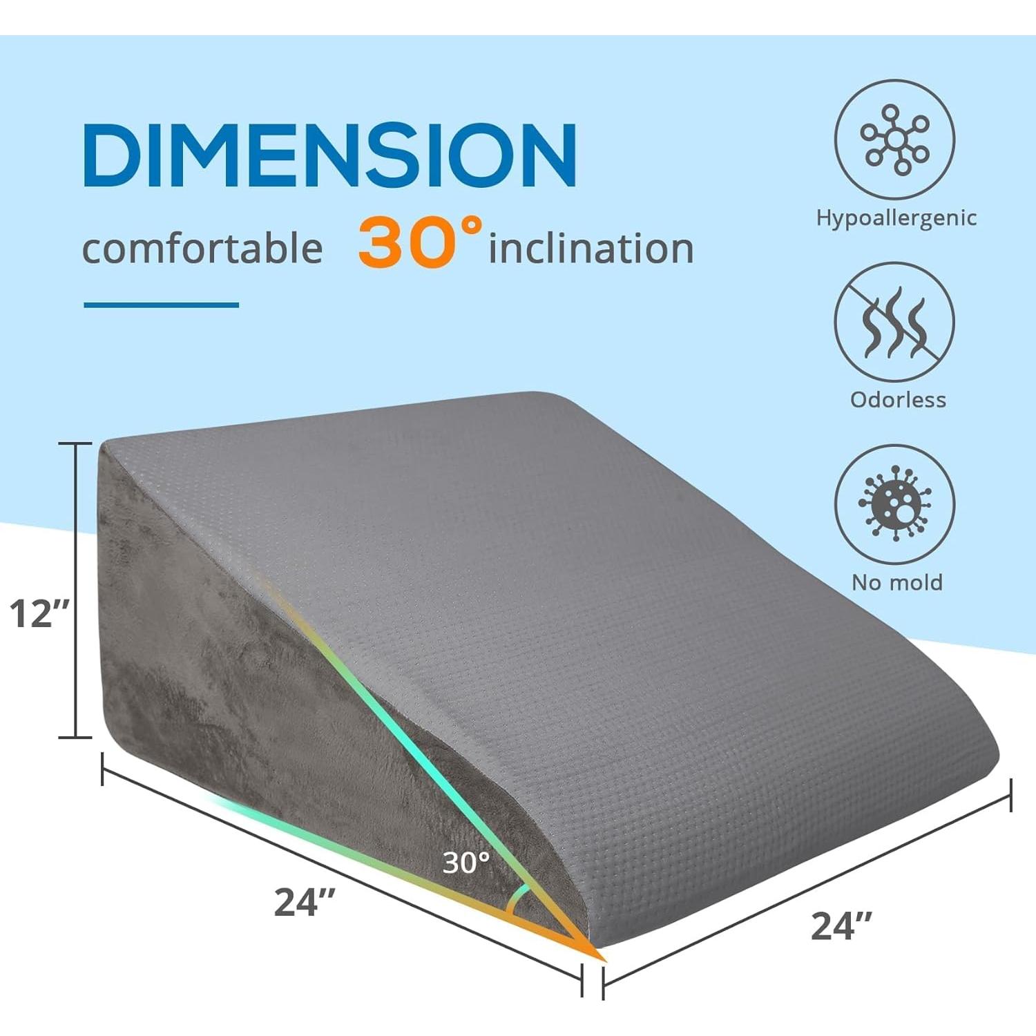 Cojín en cuña Sasttie de espuma viscoelástica 30 cm gris