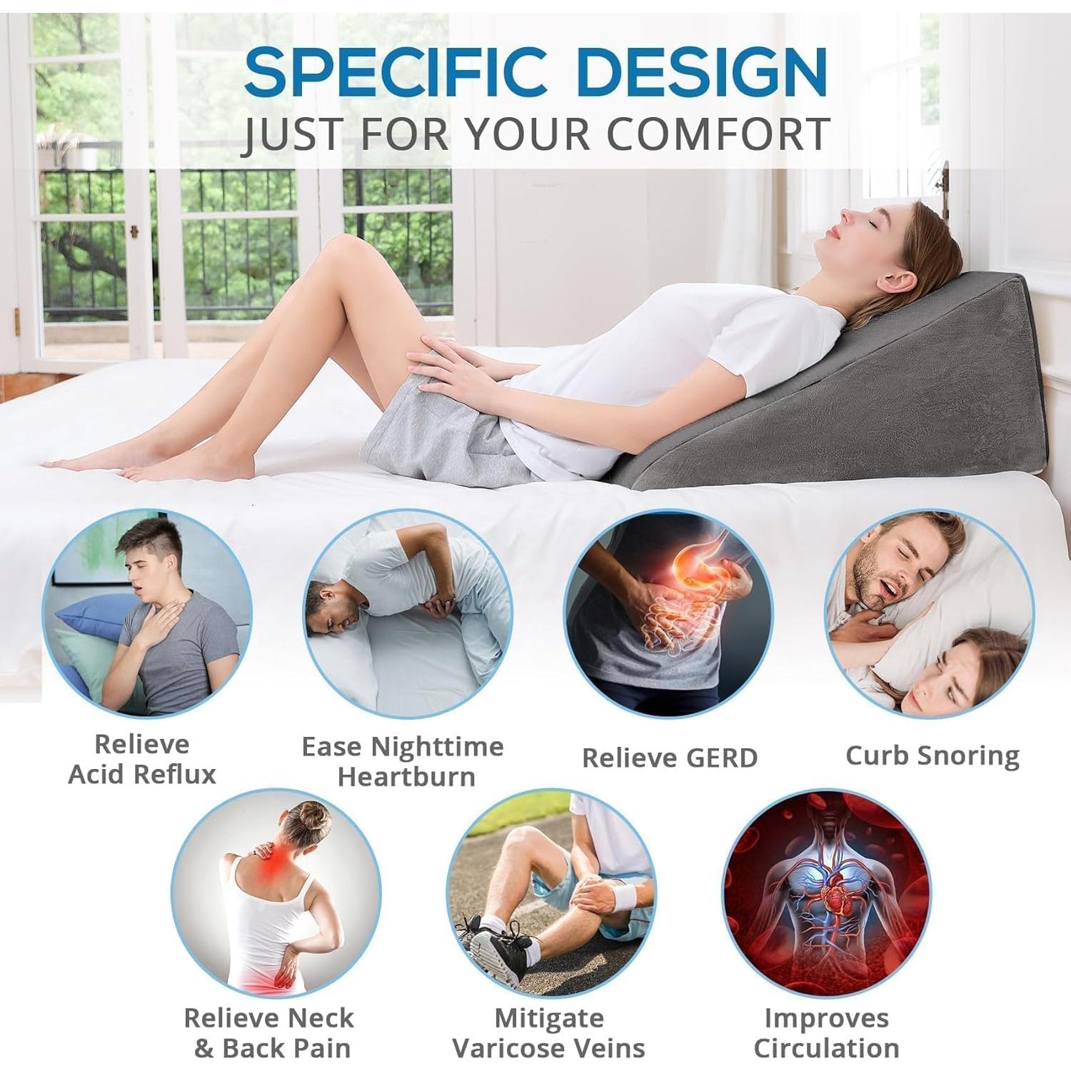 Cojín en cuña Sasttie de espuma viscoelástica 30 cm gris