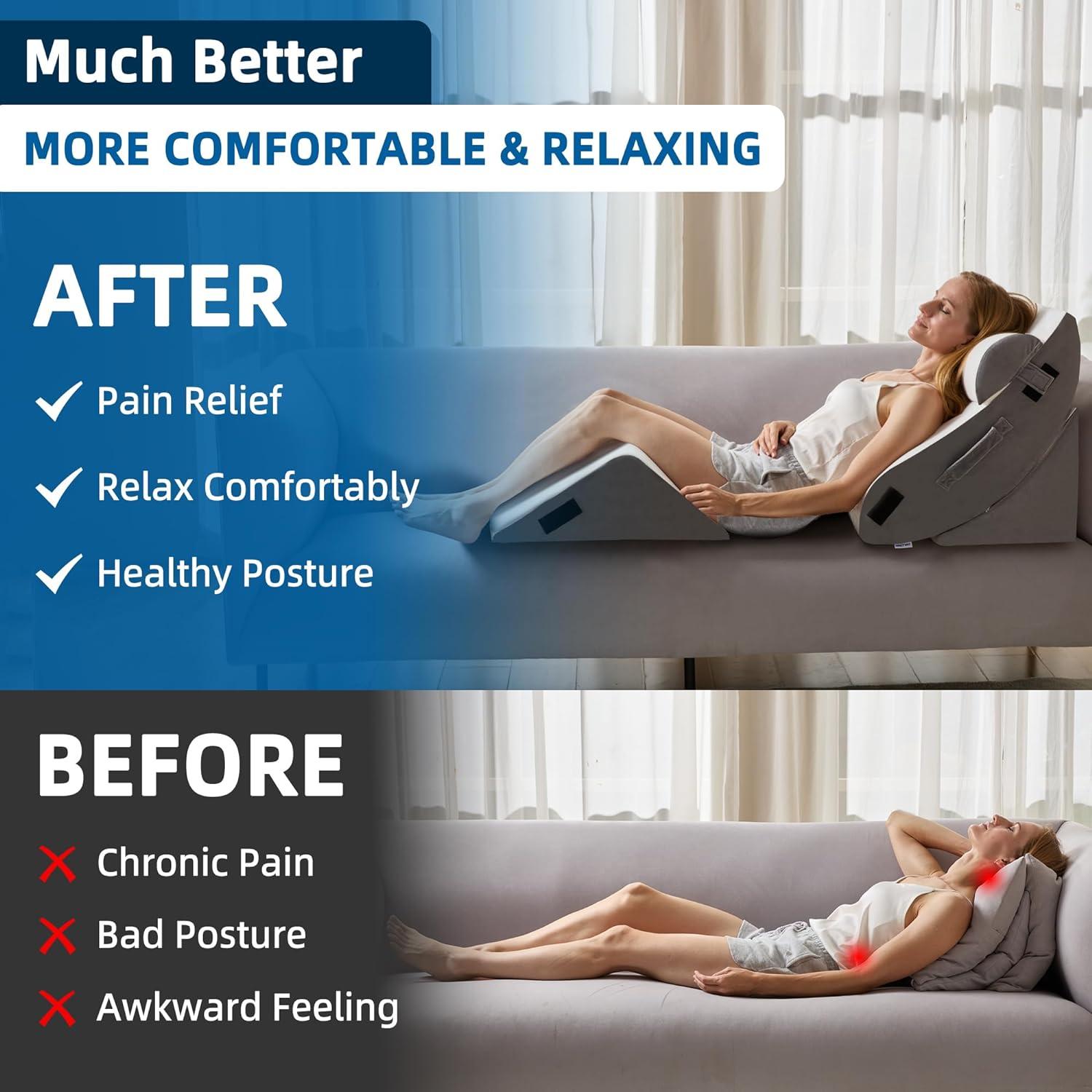 HABUTWAY Juego de 4 Almohadas Ortopédicas en Cuña Ajustables