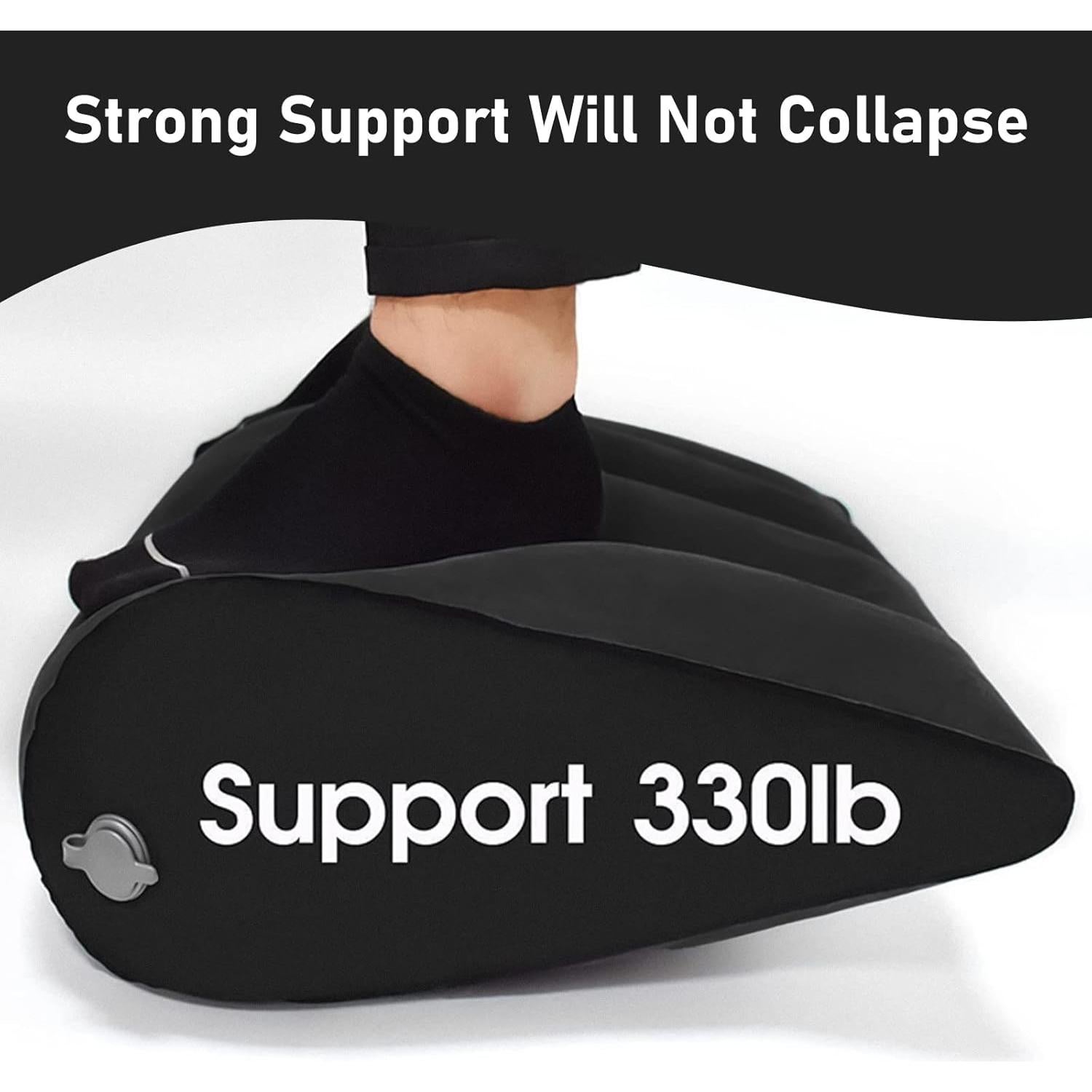 Cojín Inflable en Cuña Prosixtoy Negro para Viaje y Camping