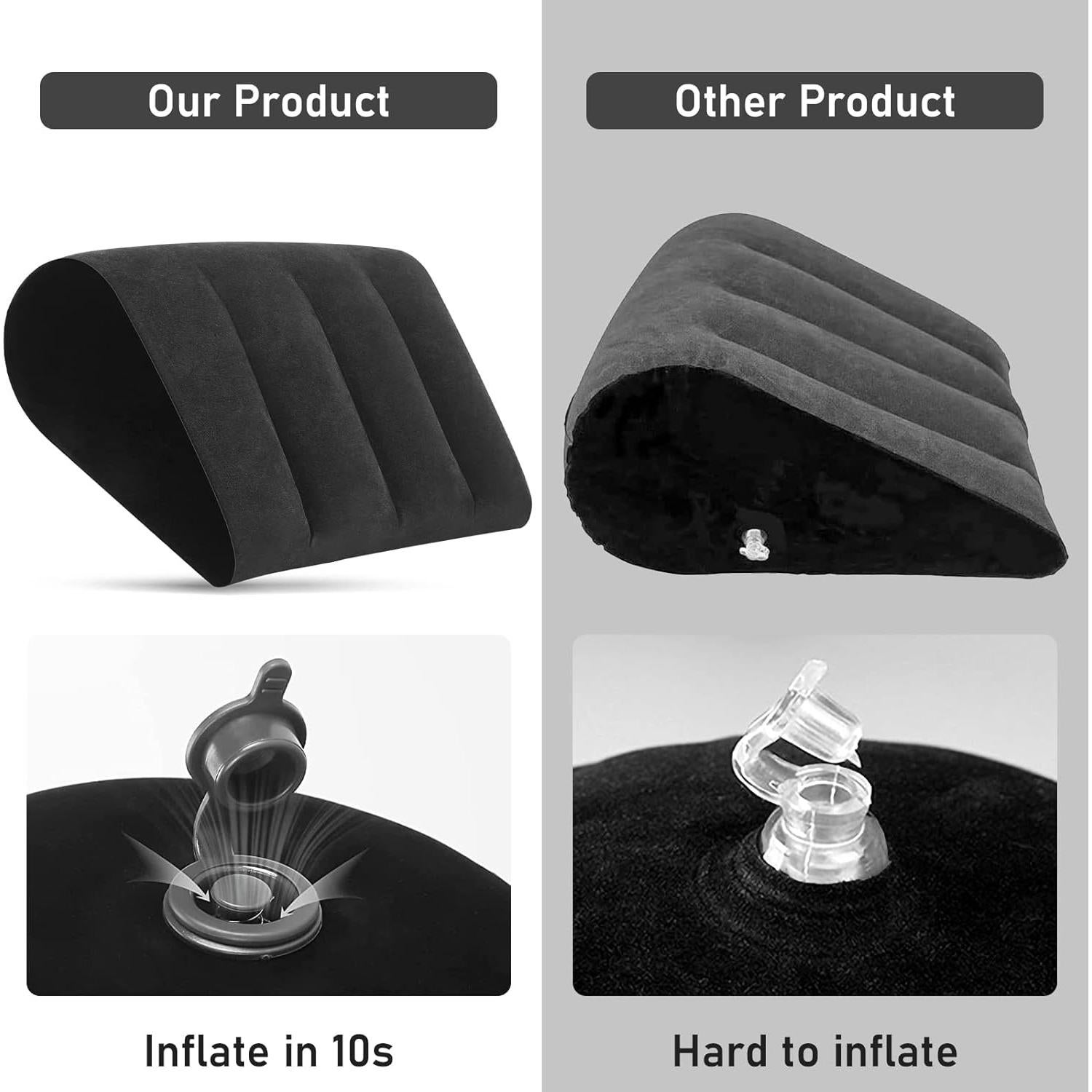 Cojín Inflable en Cuña Prosixtoy Negro para Viaje y Camping