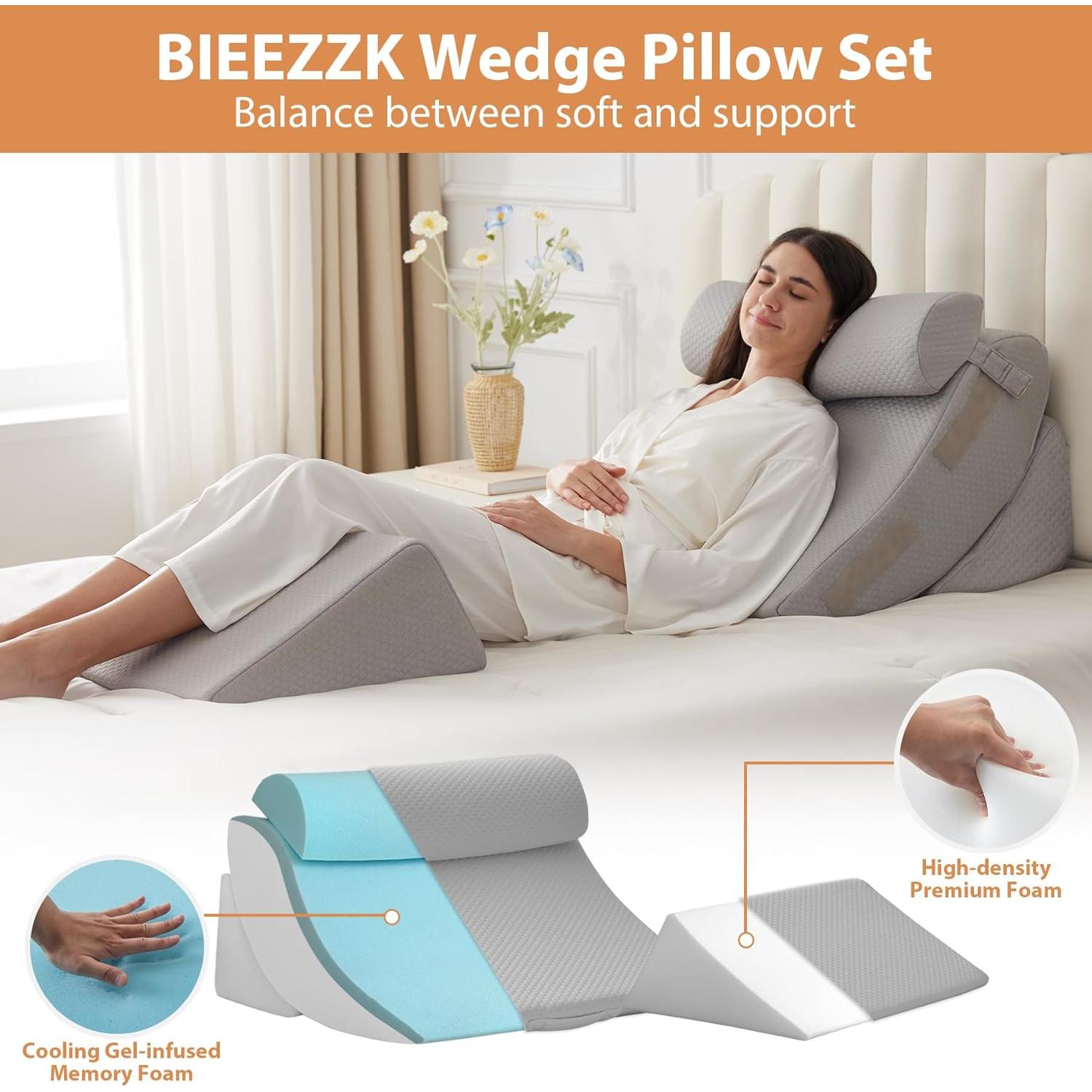 Juego de 4 Almohadas en Cuña BIEEZZK Espuma Viscoelástica