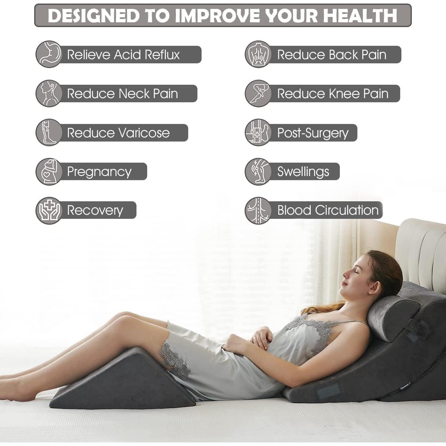 Ganaver Juego de 4 Almohadas Ortopédicas Ajustables 55,88 cm