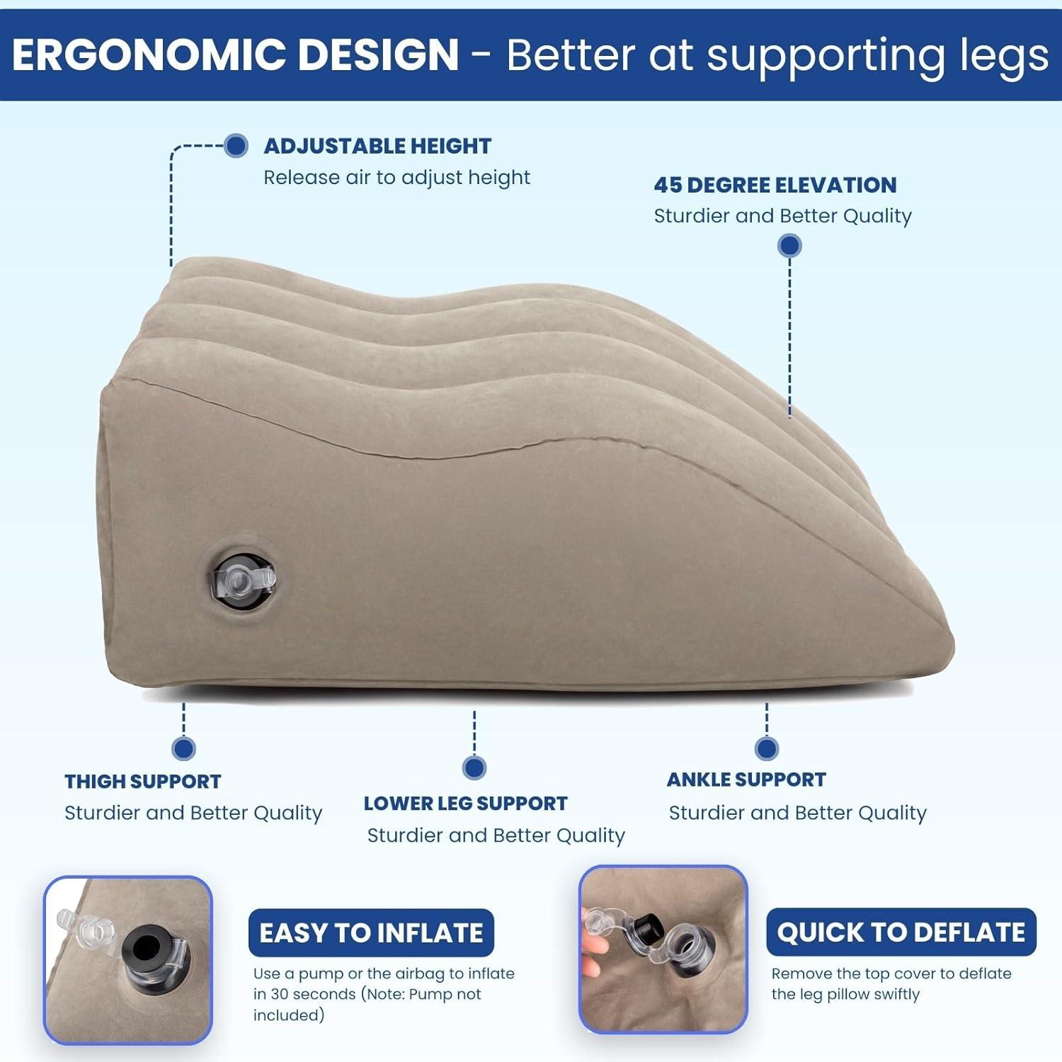 Almohada Inflable para Piernas Tough Bison - Soporte Ergonómico