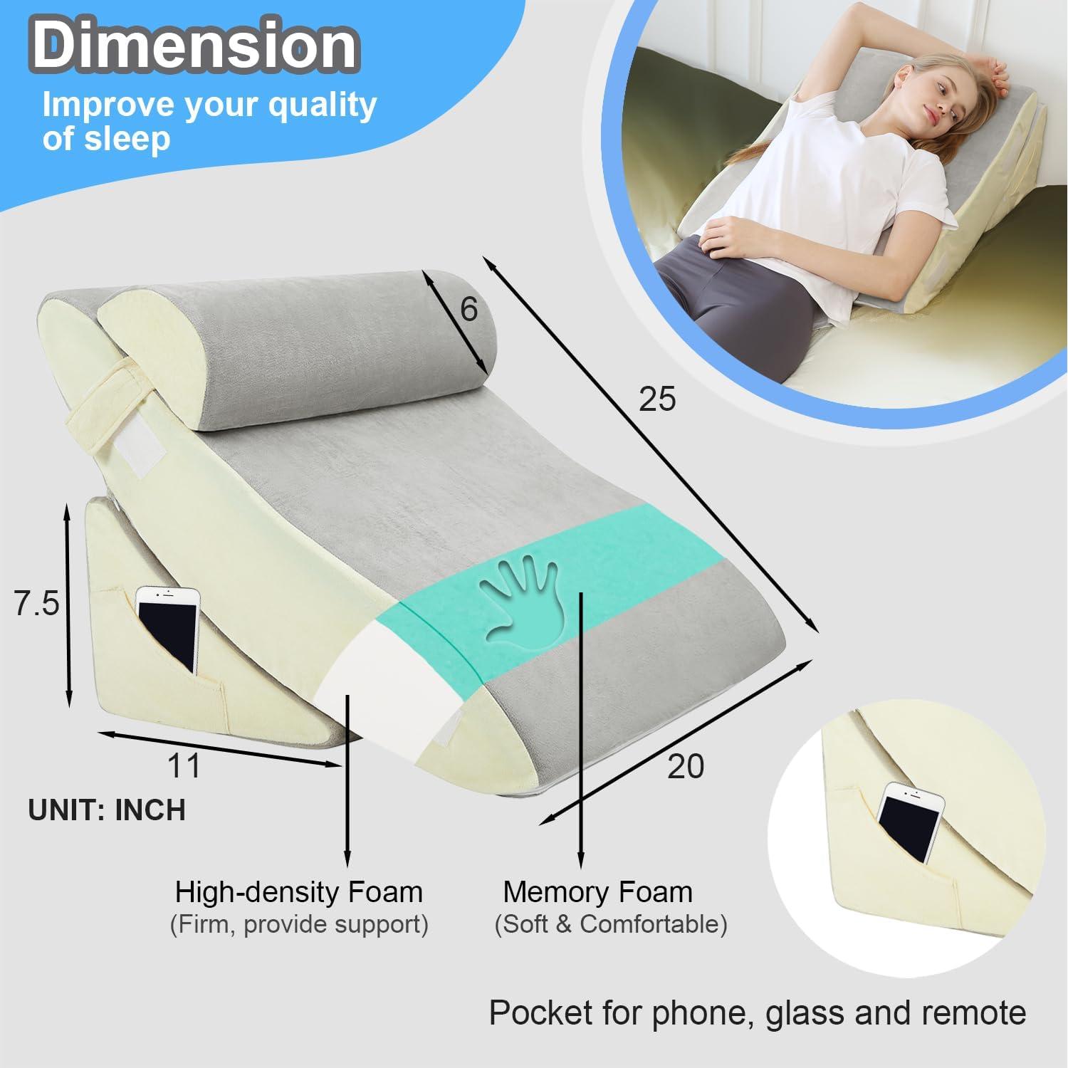 Juego de Almohadas en Cuña TokSay - Espuma Viscoelástica 3 Piezas