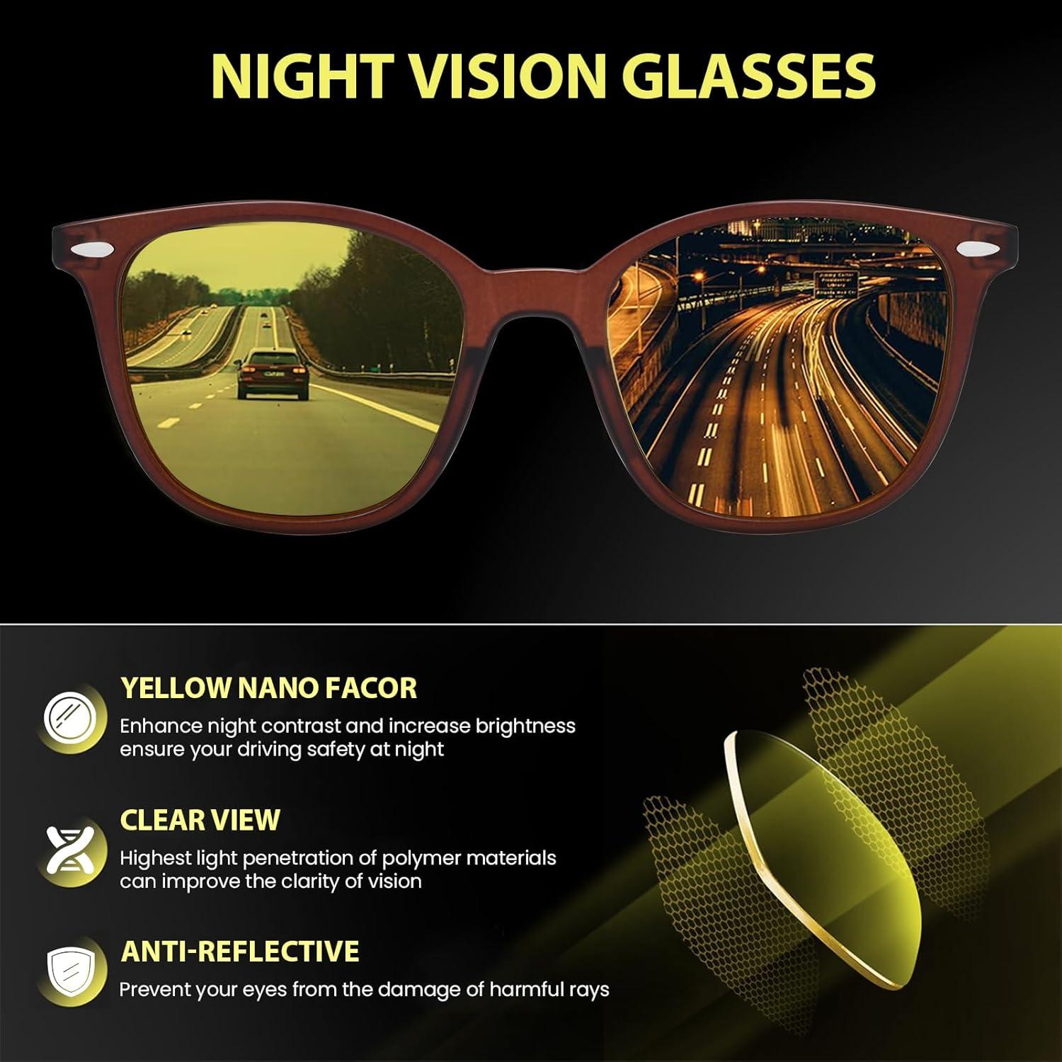 Gafas de Visión Nocturna TJUTR Lentes Amarillas Antideslumbrantes
