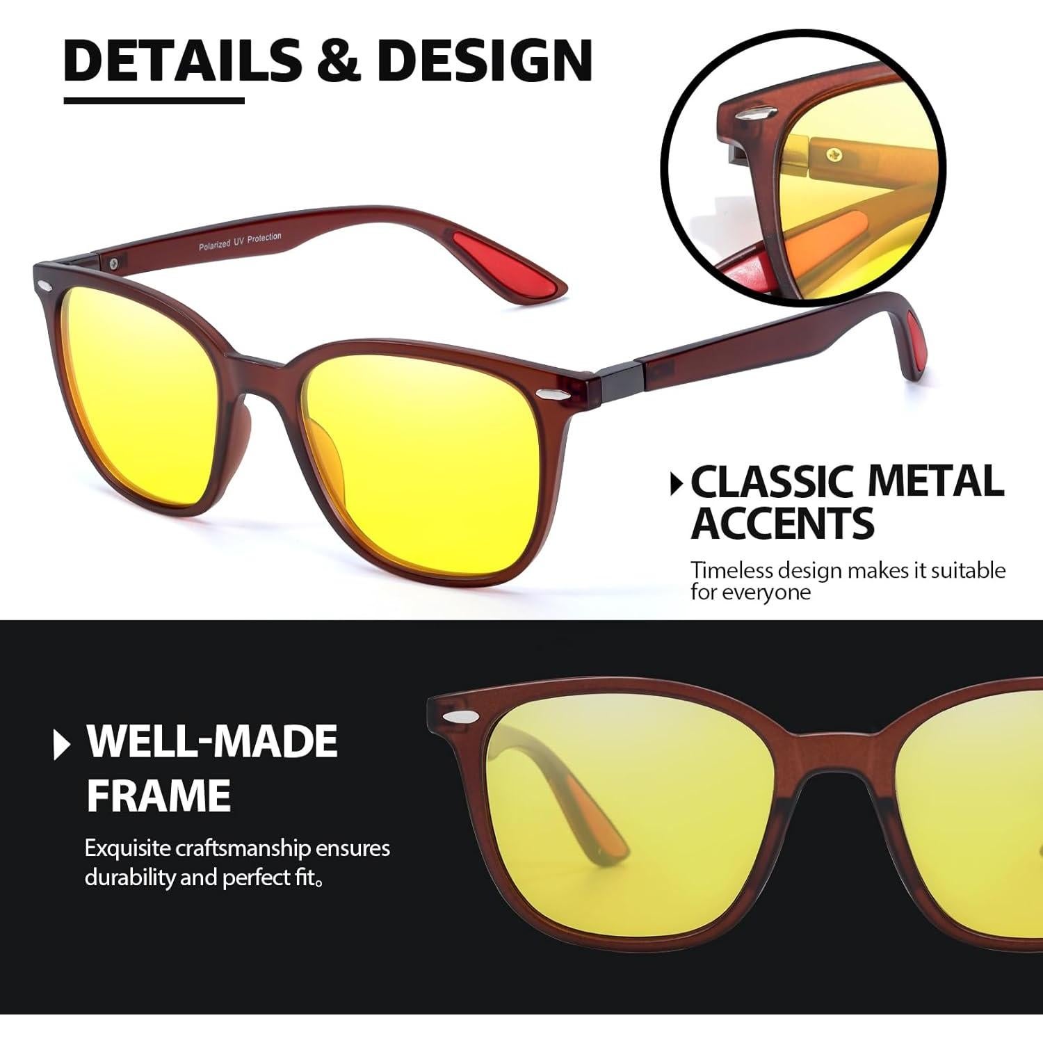 Gafas de Visión Nocturna TJUTR Lentes Amarillas Antideslumbrantes