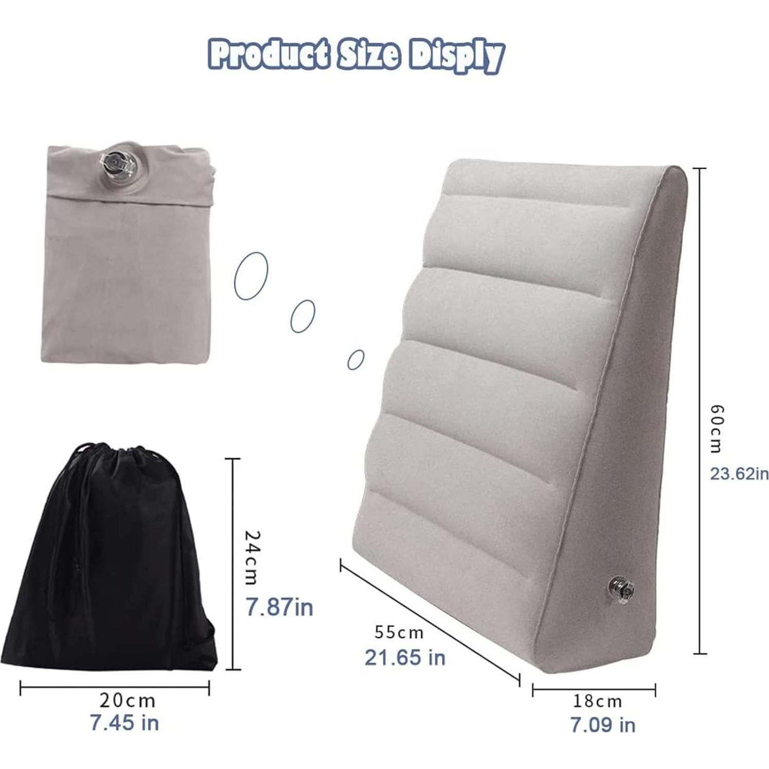 Almohada Inflable en Cuña VOPHIA Gris - Ligera y Portátil