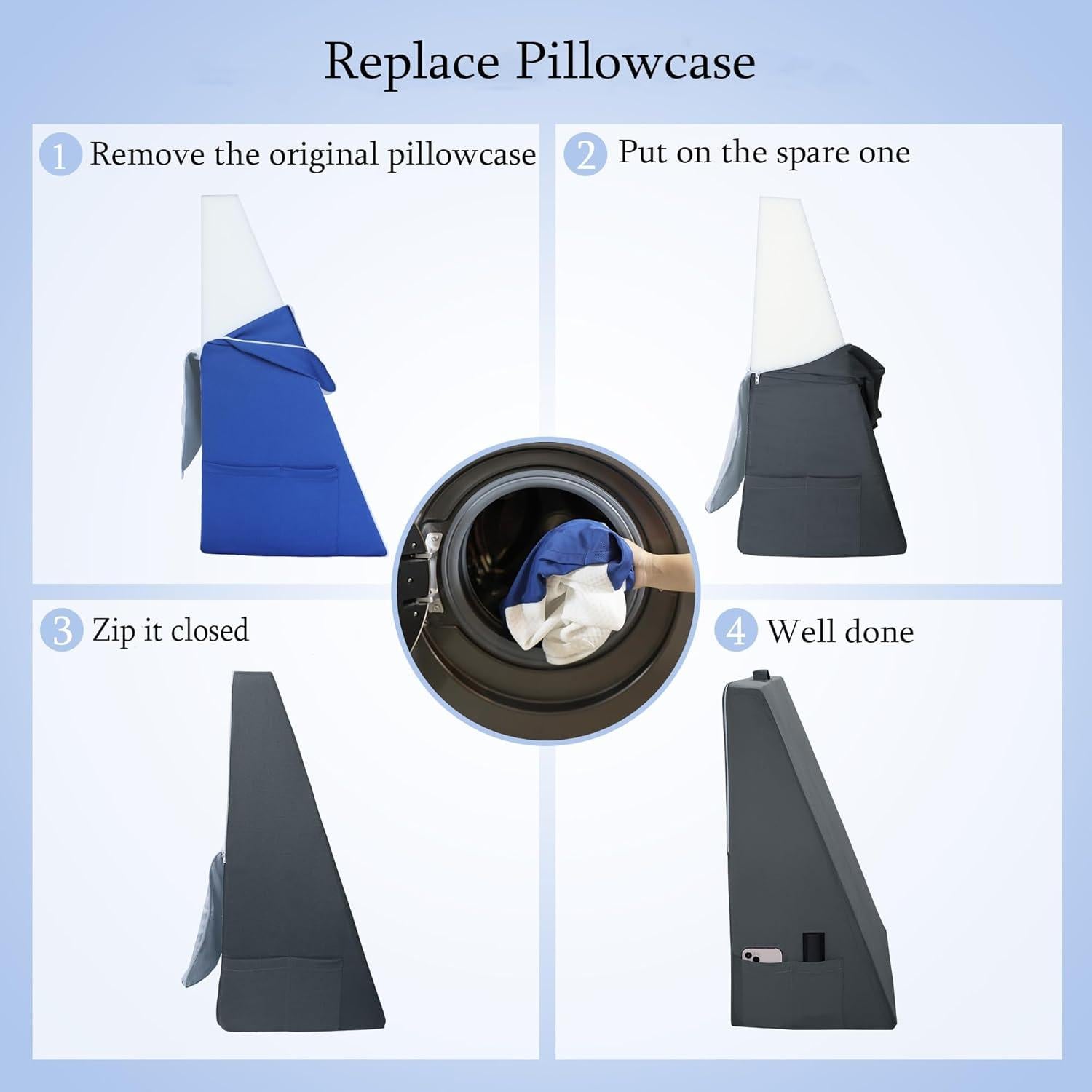 Cojín en Cuña Pilyore 19 cm con Funda Lavable y Bolsillos