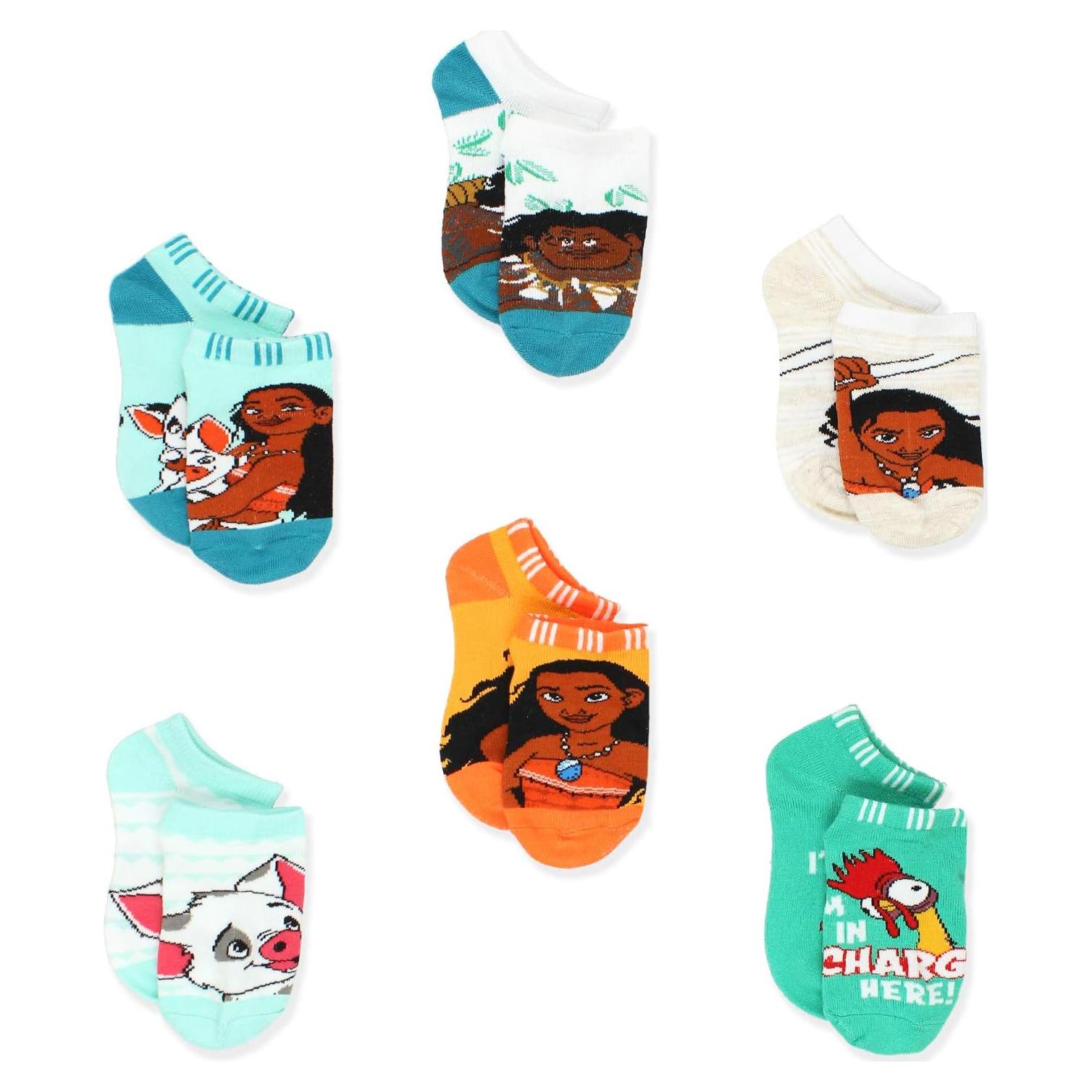 Conjunto 6 pares calcetines Moana Disney para niñas