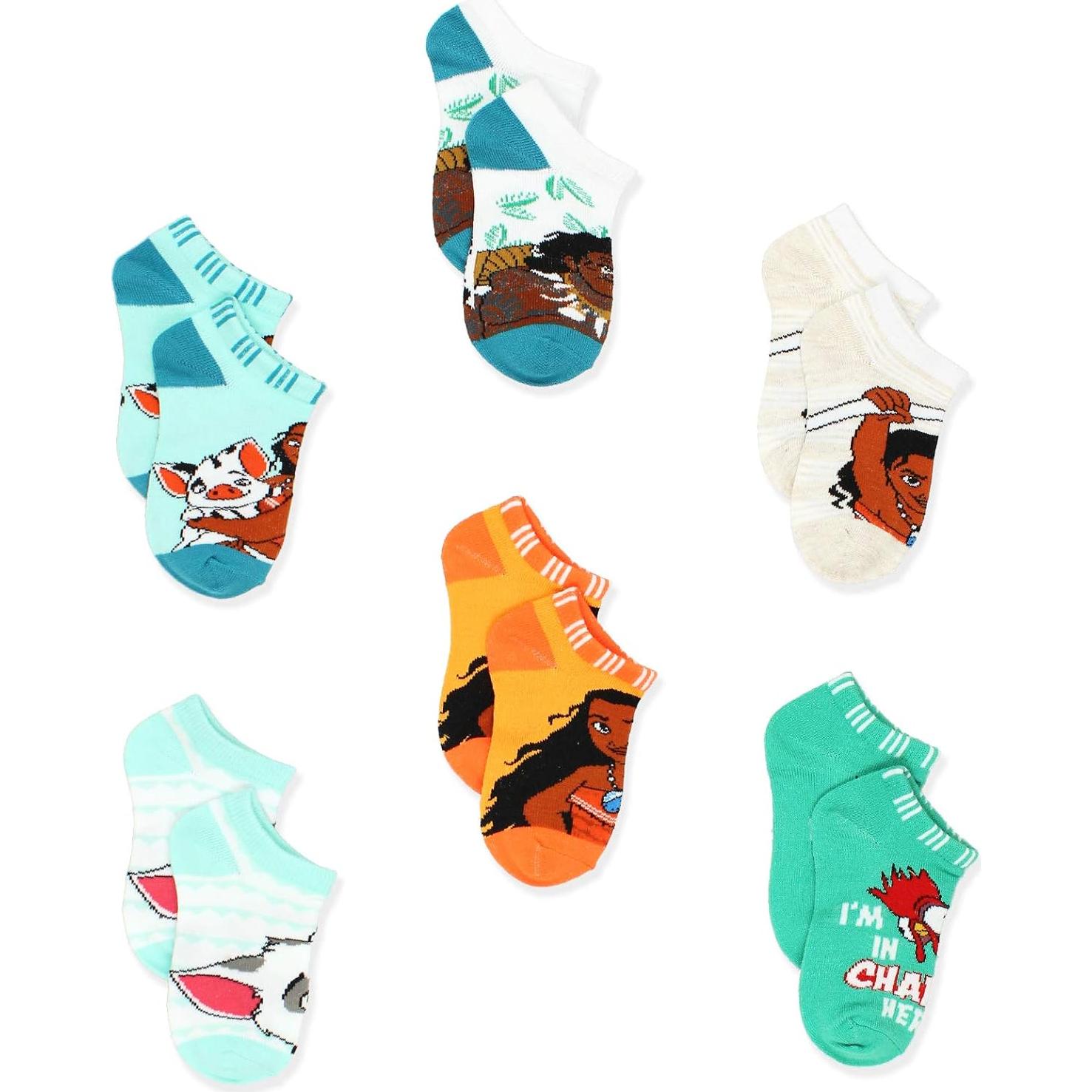 Conjunto 6 pares calcetines Moana Disney para niñas