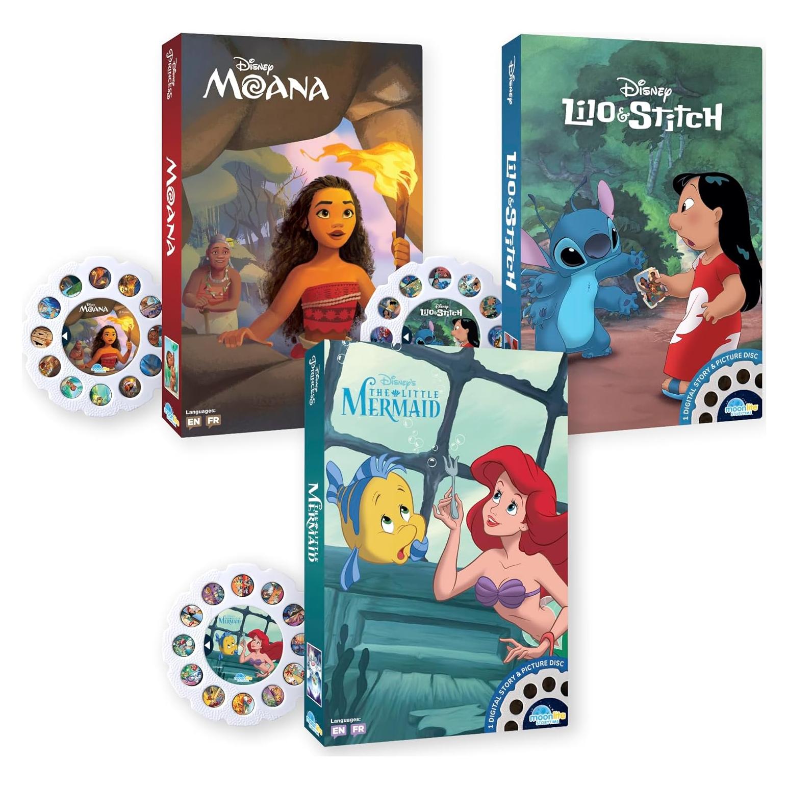 Carretes de Cuentos Moonlite Set 3 Cuentos Moana La Sirenita