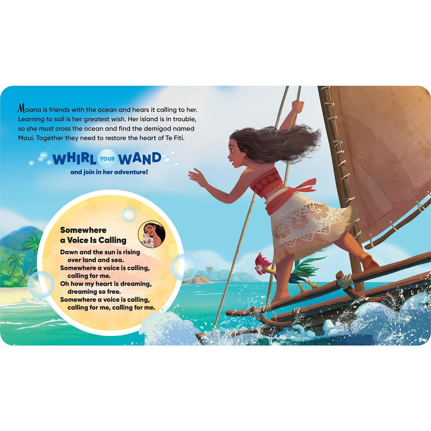 Disney Princess Ariel, Moana, and More! – Make a Wish - Bubble Wand Songbook - Toy Bubble Wand Plays 5 Songs - PI Kids