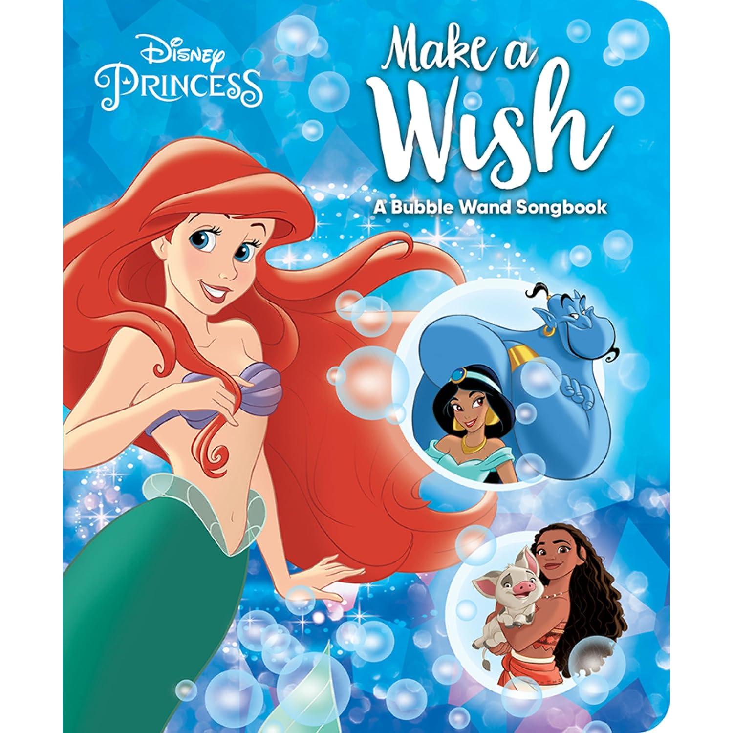 Disney Princess Ariel, Moana, and More! – Make a Wish - Bubble Wand Songbook - Toy Bubble Wand Plays 5 Songs - PI Kids