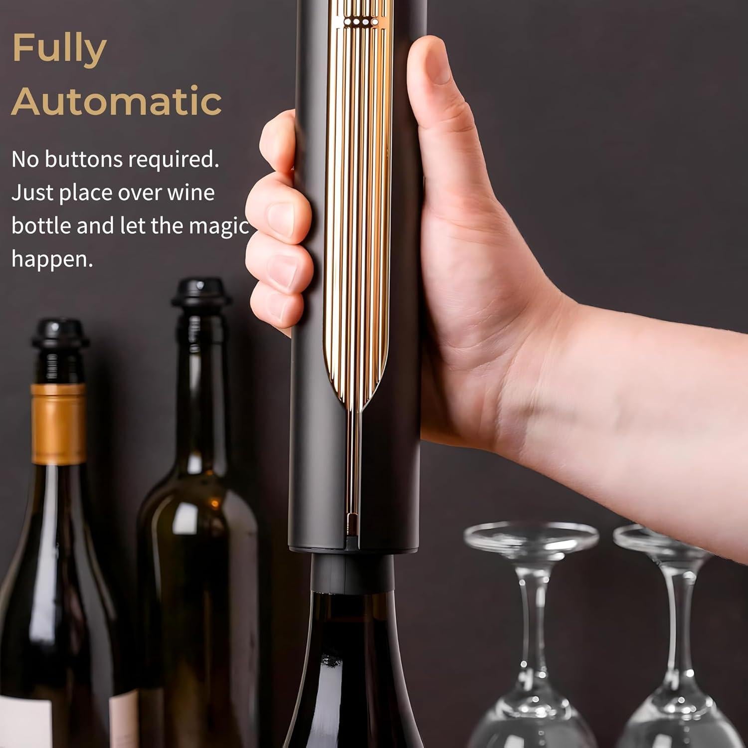 Sacacorchos Eléctrico LINKSTYLE Oro con Base Recargable