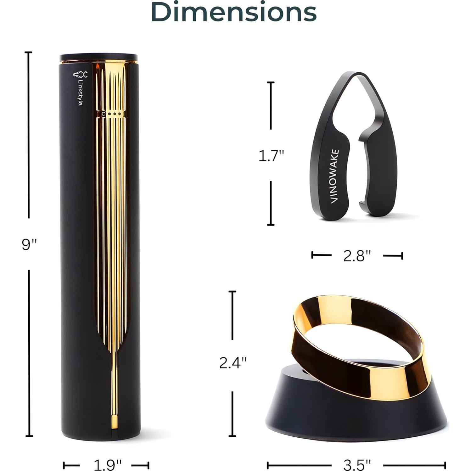 Sacacorchos Eléctrico LINKSTYLE Oro con Base Recargable