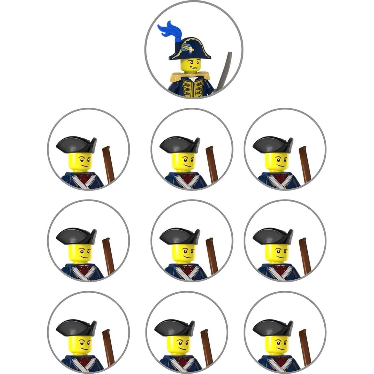 FOTN Revolutionary War Mini Soldiers, 24pc Set Red vs Blue Coats, Battle With 4-Canons