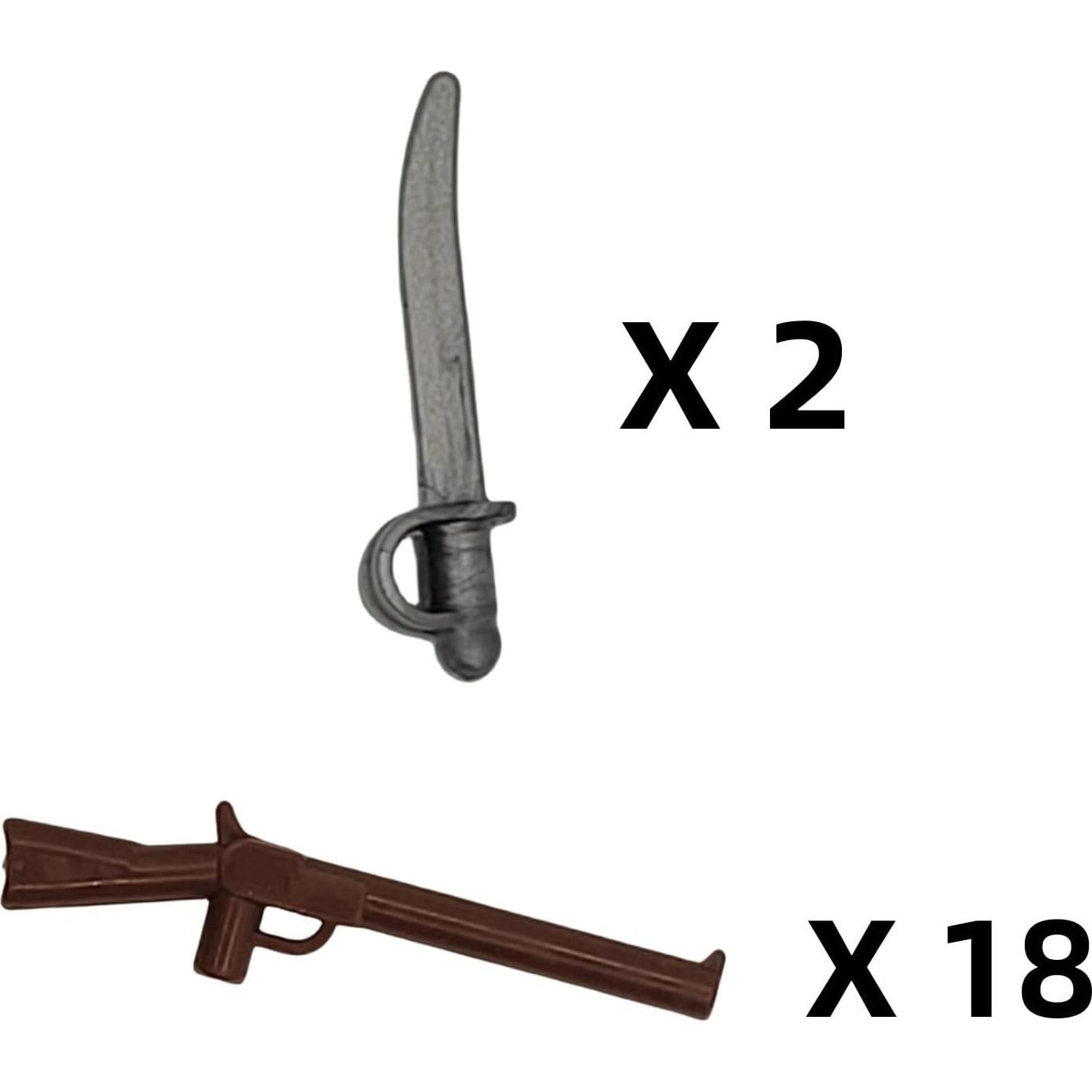 FOTN Revolutionary War Mini Soldiers, 24pc Set Red vs Blue Coats, Battle With 4-Canons