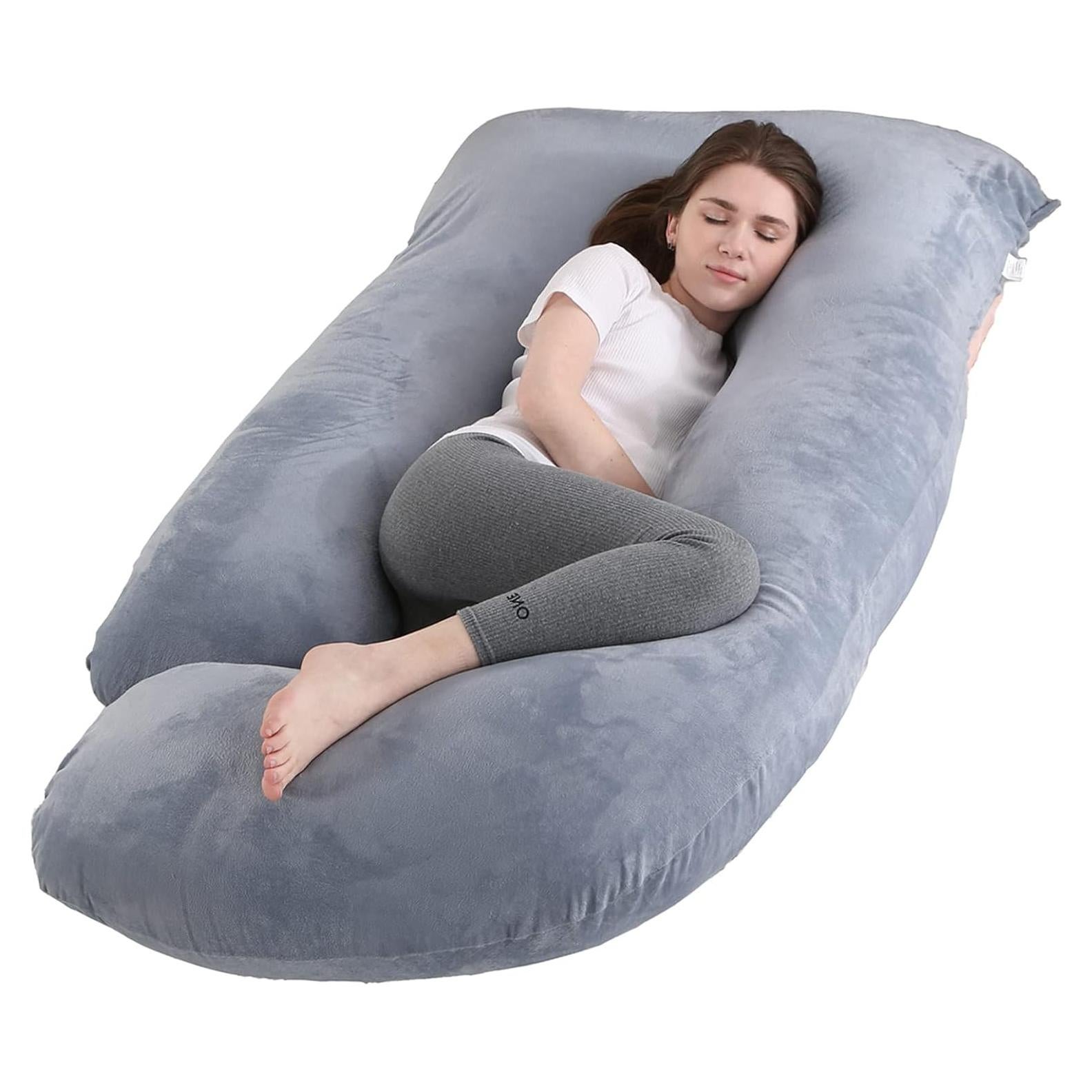 Almohada de Embarazo Jcickt 149,86 cm Terciopelo Gris