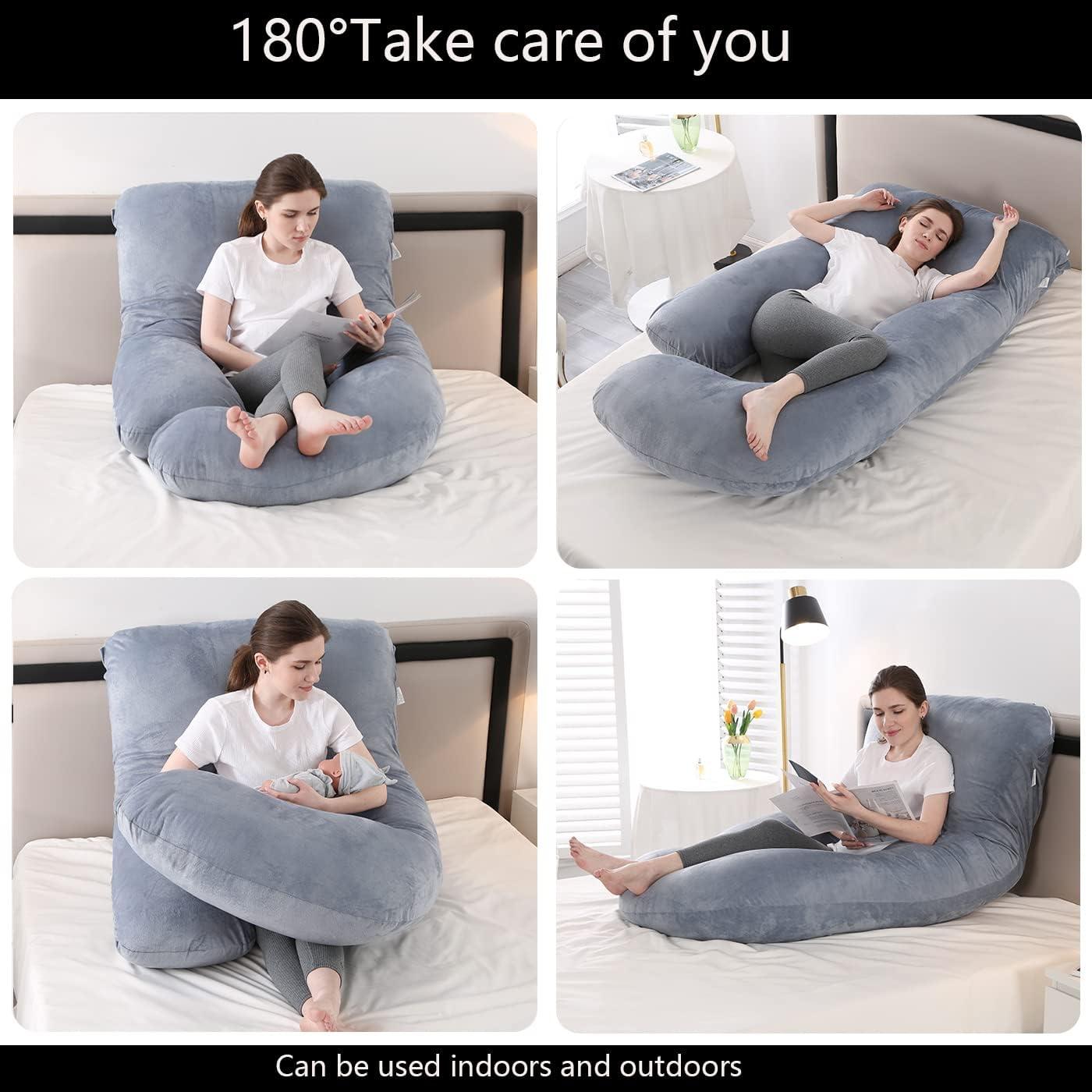 Almohada de Embarazo Jcickt 149,86 cm Terciopelo Gris