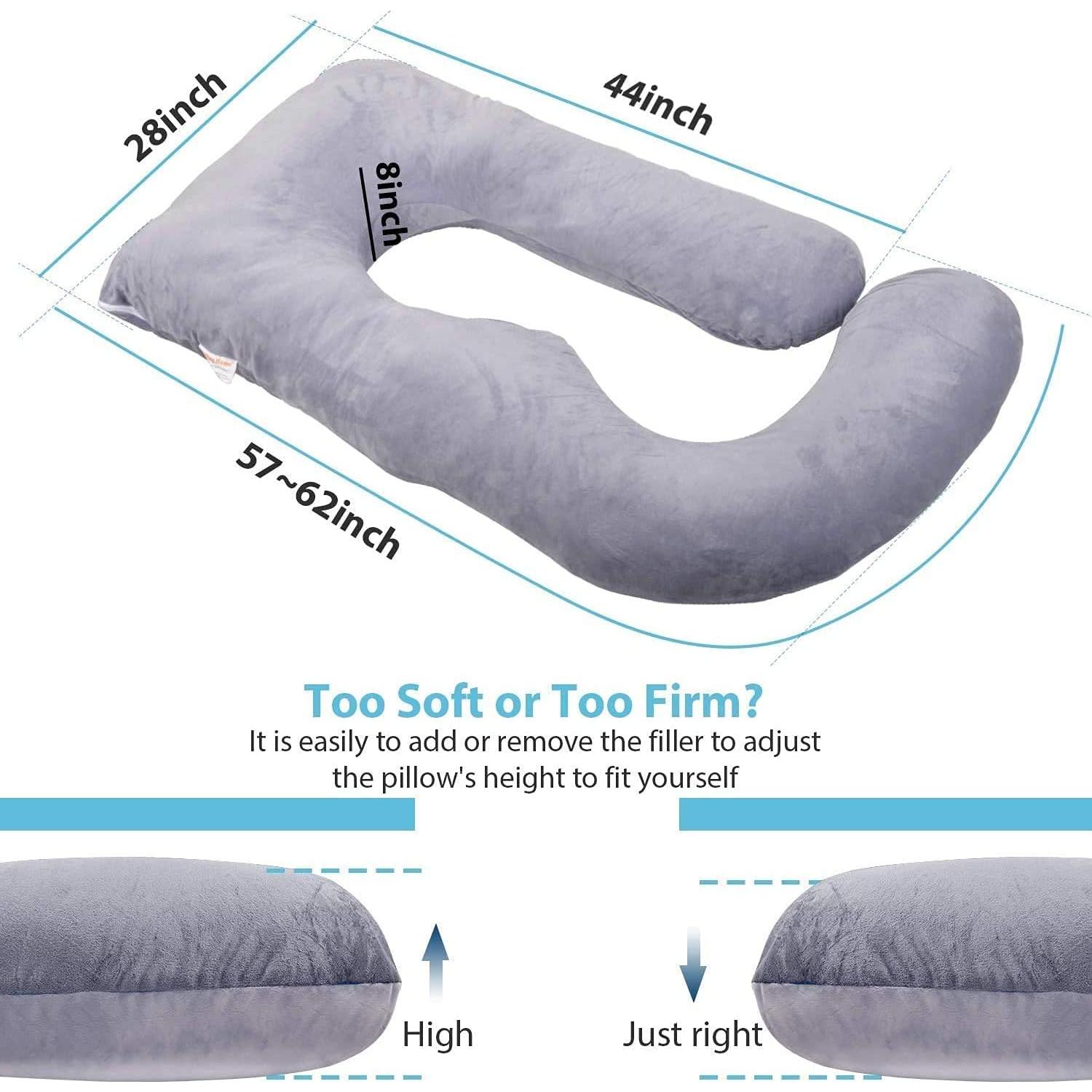 Almohada de Embarazo Jcickt 149,86 cm Terciopelo Gris