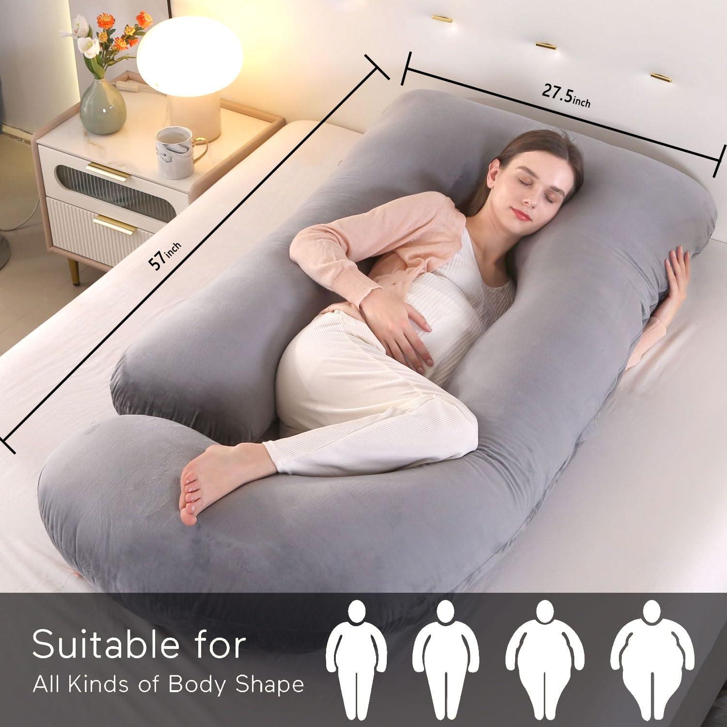 Cojín de Embarazo Eccn Gris U008 144.78 cm Funda Desmontable