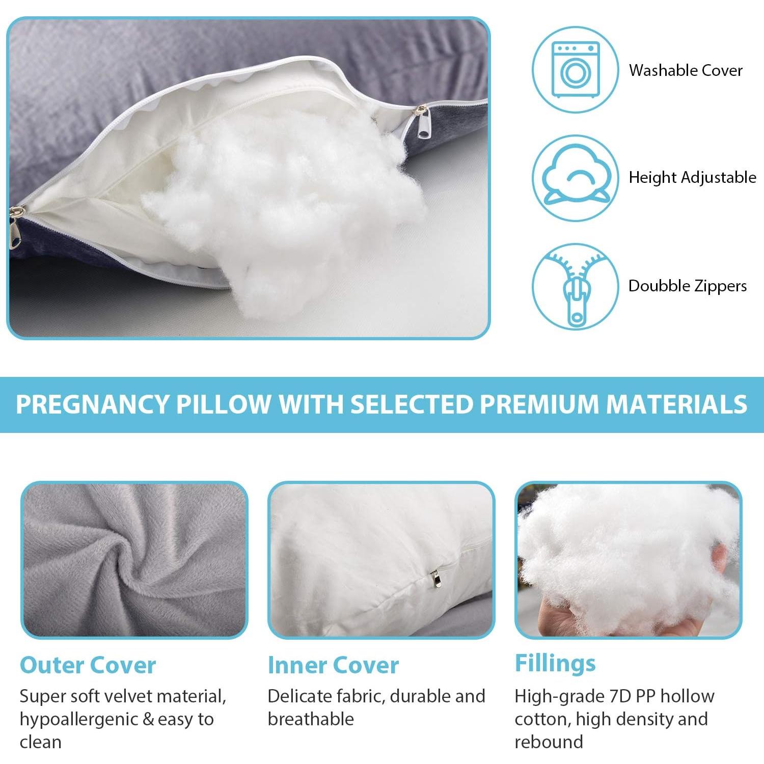 Almohada de Embarazo BATTOP 147x71 cm Suave y Lavable