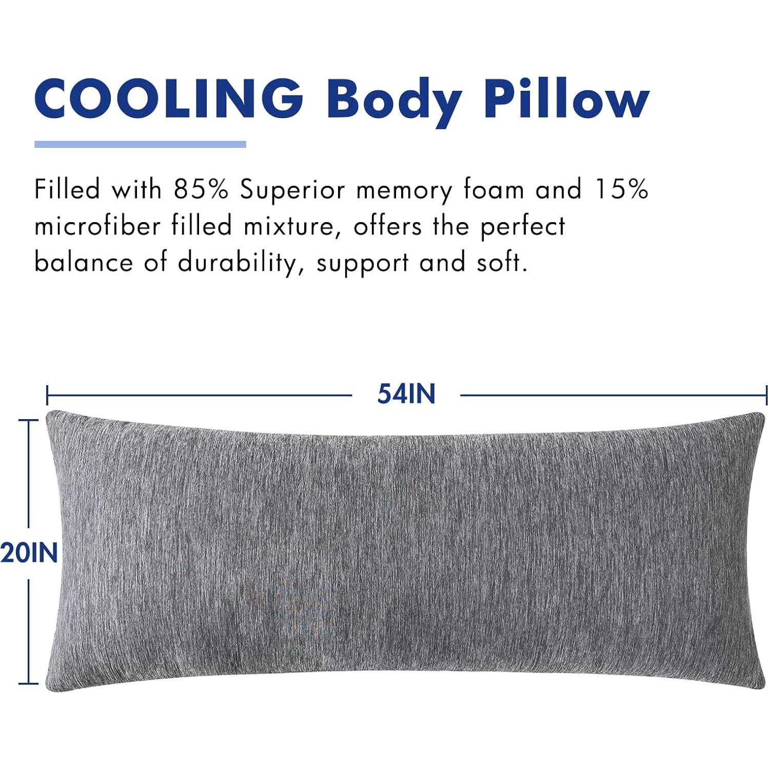 Almohada Corporal MIULEE Espuma Memoria 50,8x137,2 cm Gris