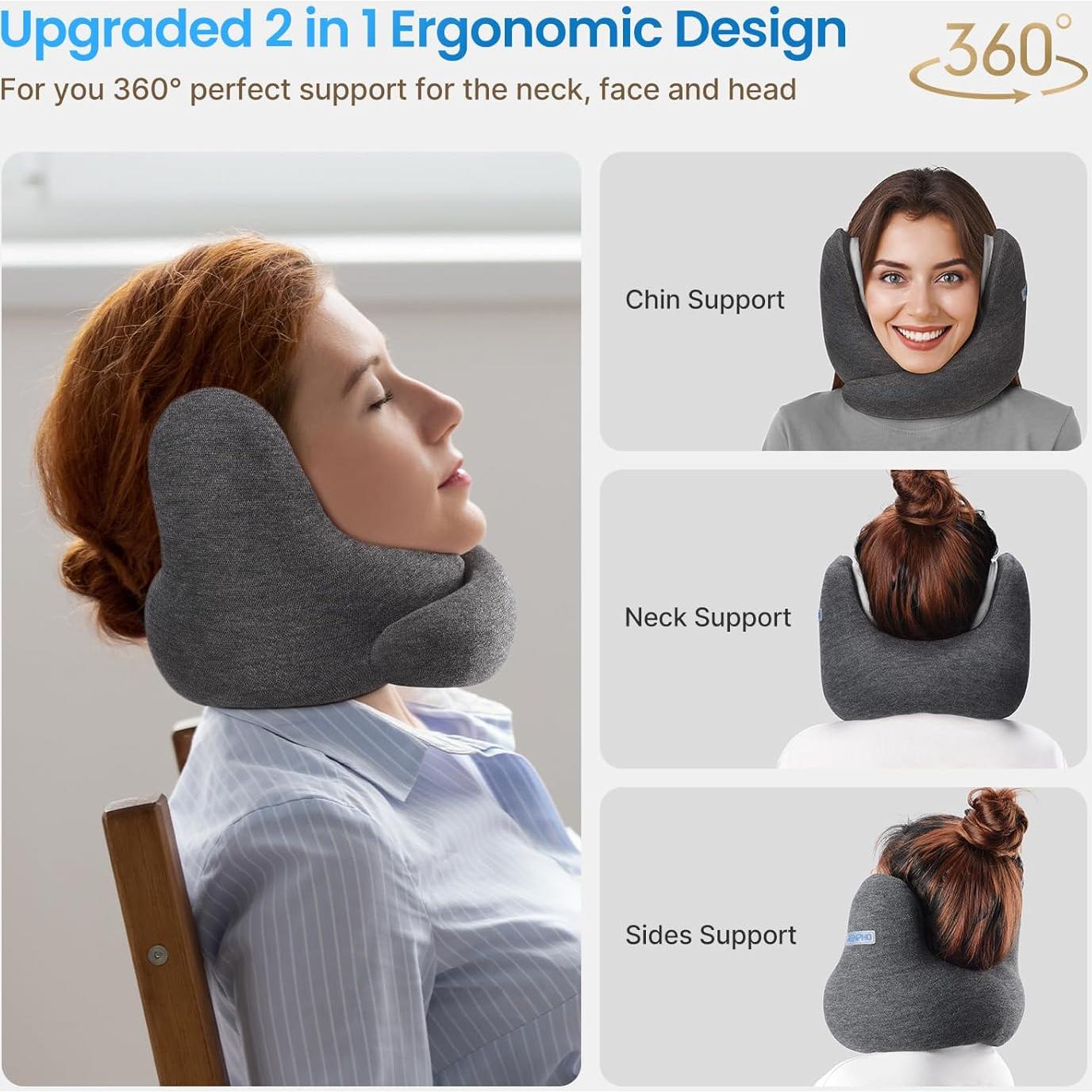 Almohada de Cuello RENPHO con Auriculares y Soporte 360°