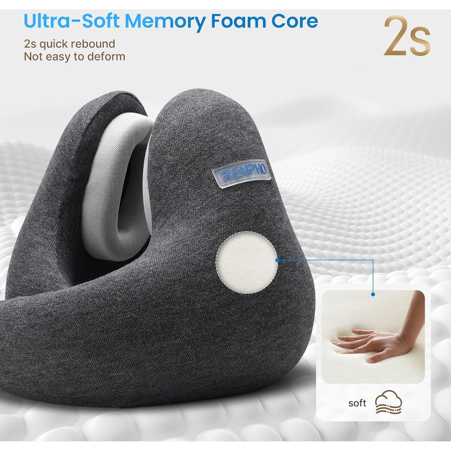 Almohada de Cuello RENPHO con Auriculares y Soporte 360°