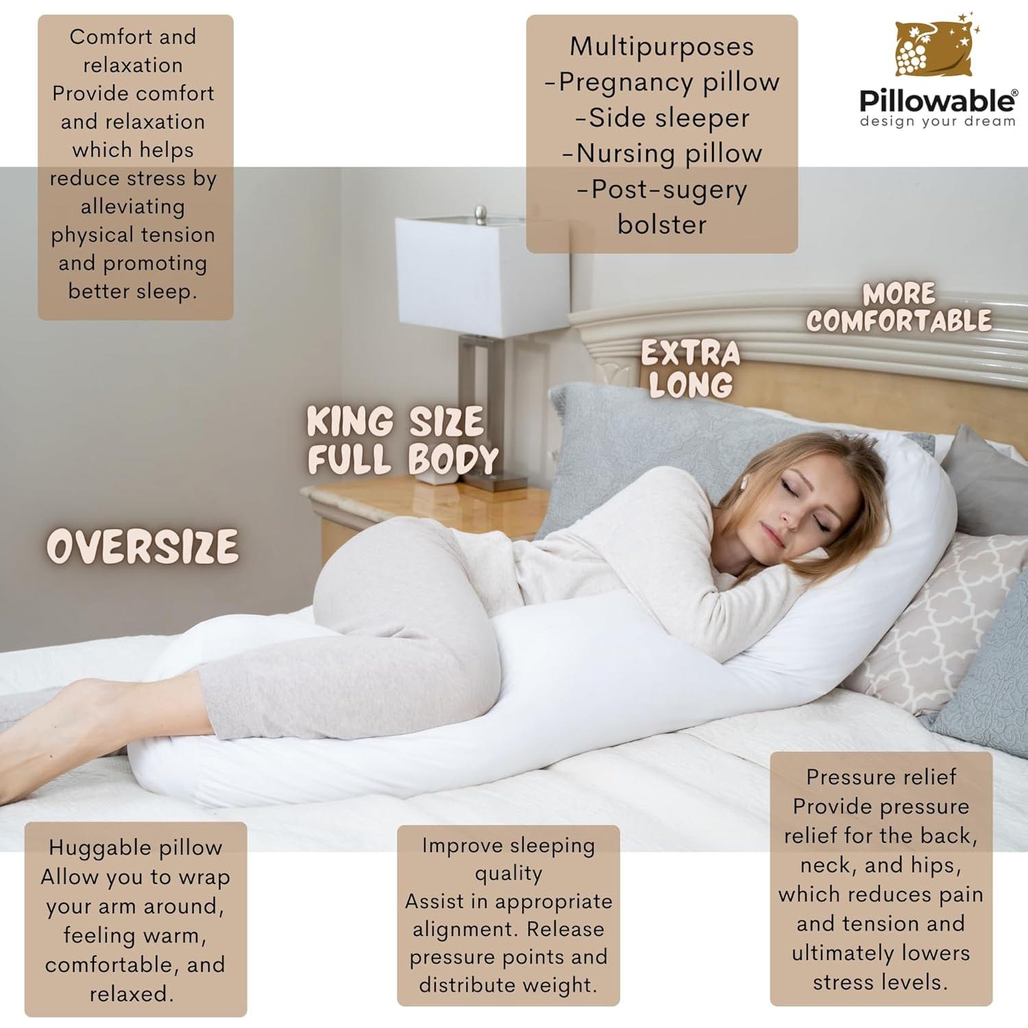 Almohada Corporal Redonda Pillowable King 137x30 cm Gris