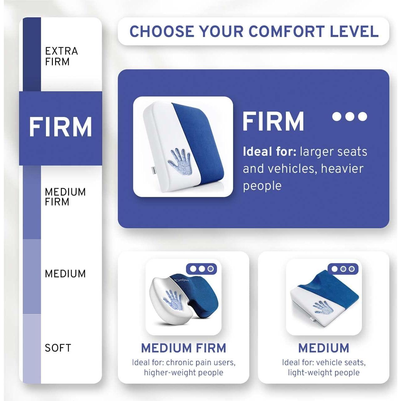 Cojín de Asiento Extra Grande Comfysure 48x43 cm Espuma Memoria