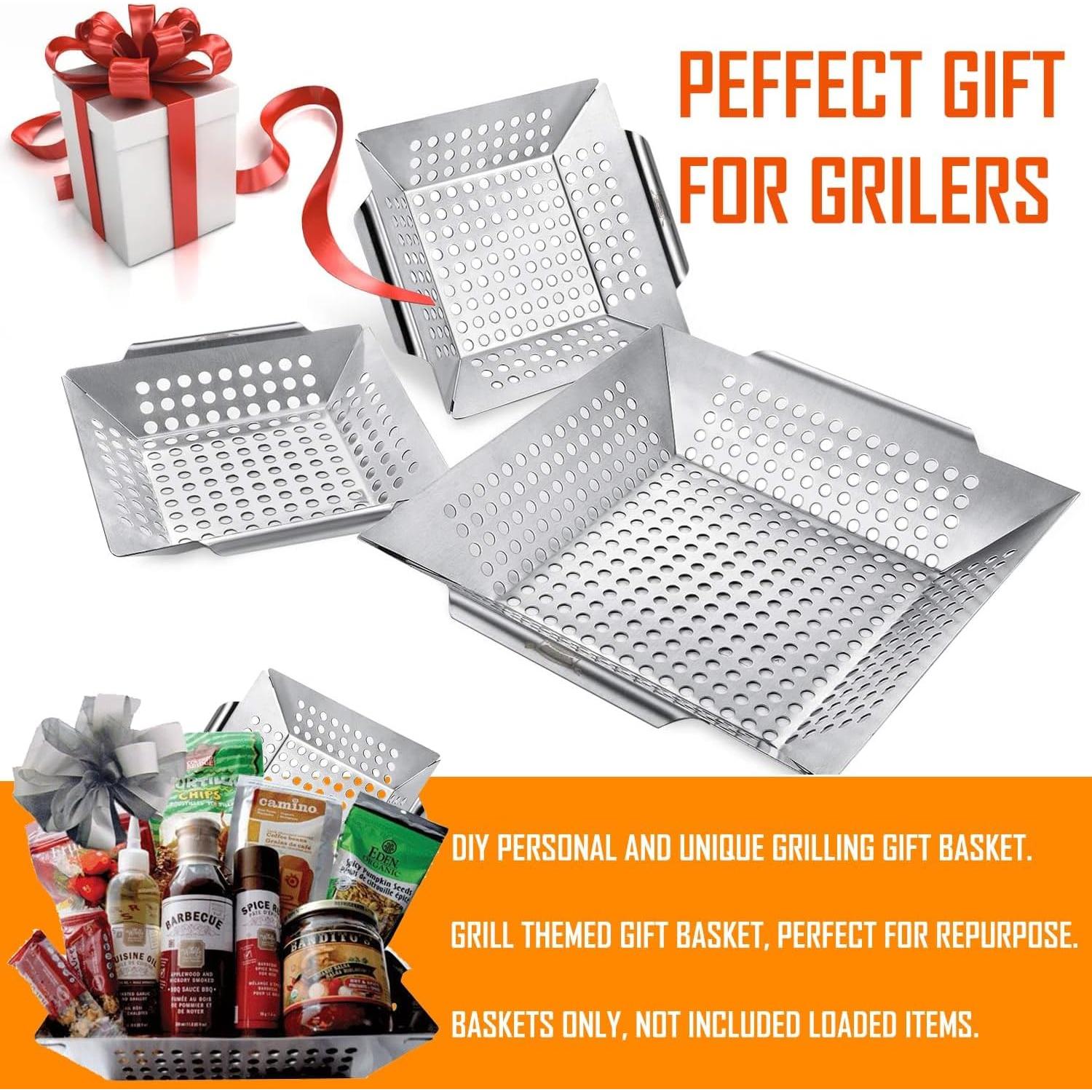 Paquete de 3 cestas de parrilla Vencino para verduras