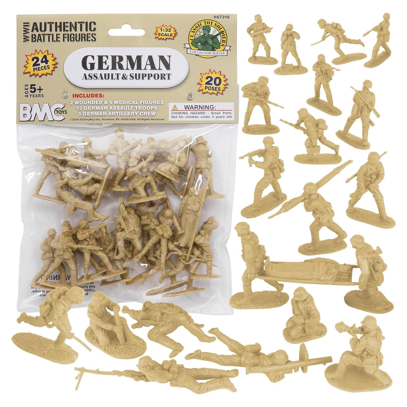 Figuras de Soldados BMC WW2 Asalto Alemán 24pc Tan