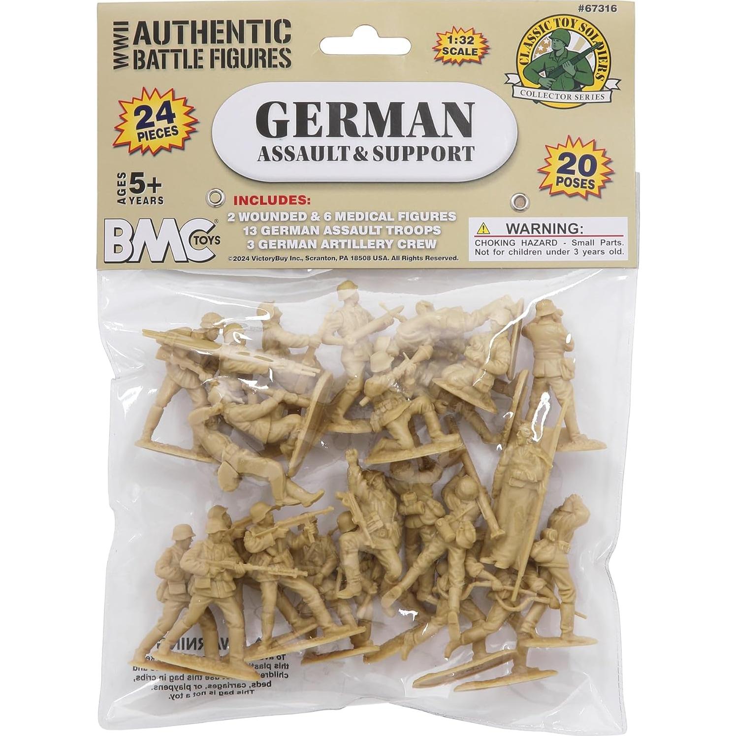 Figuras de Soldados BMC WW2 Asalto Alemán 24pc Tan