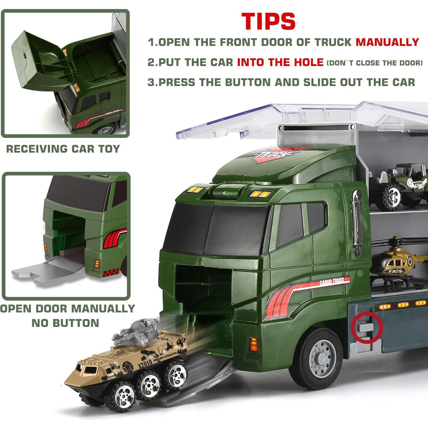 Camión Militar con Soldados y Vehículos Byonebye 26 Pcs