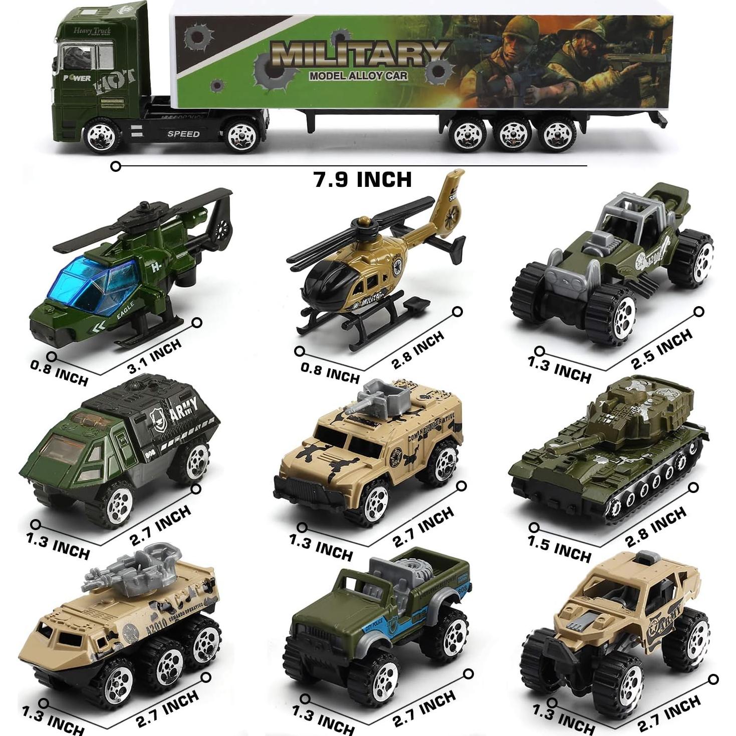 Camión Militar con Soldados y Vehículos Byonebye 26 Pcs