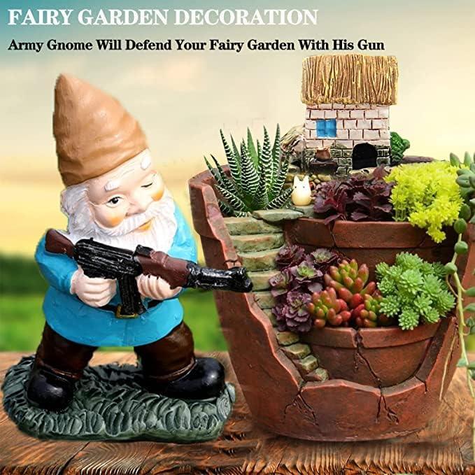 Gnomos de Jardín Militares GAZETSZ 11.43 cm Decoración