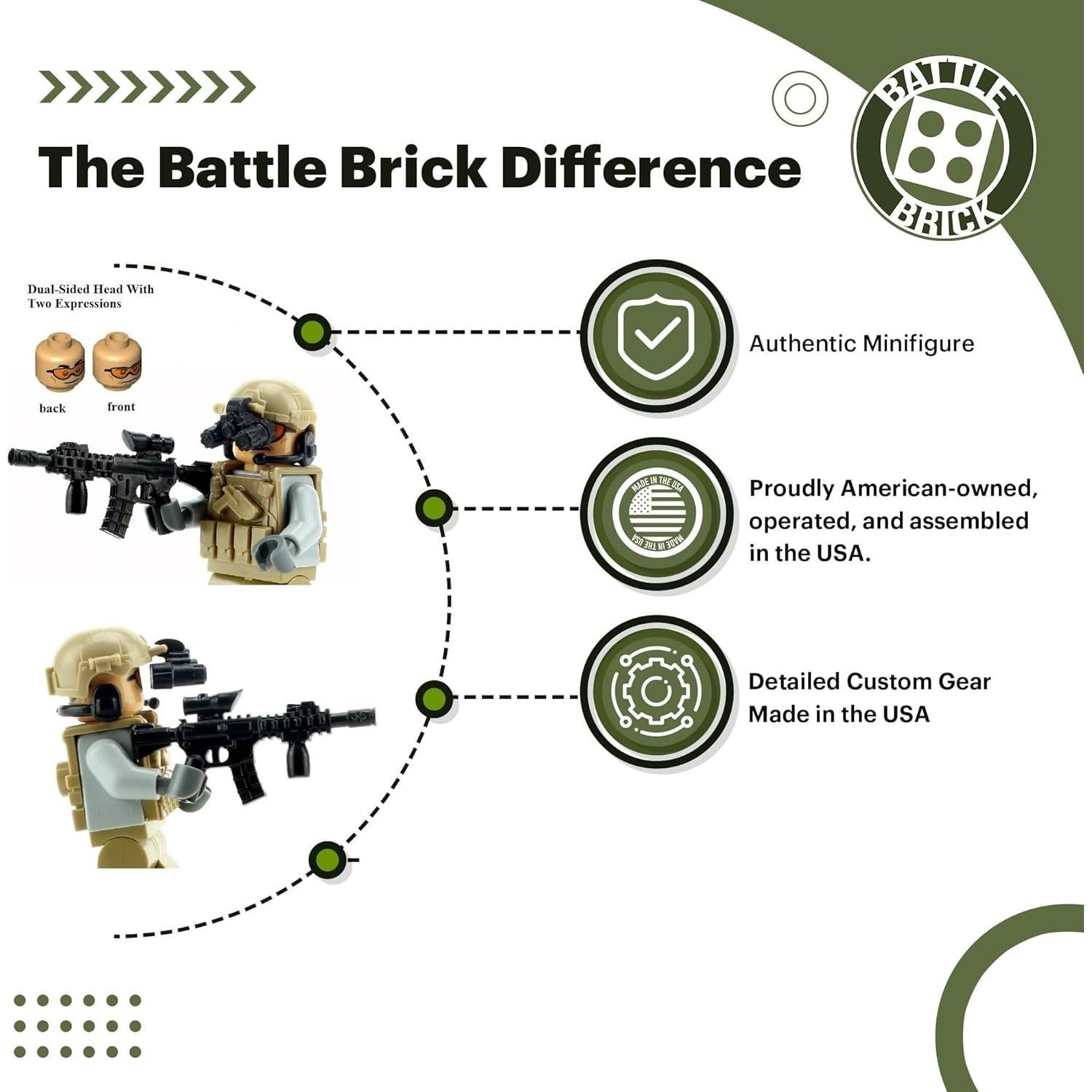 Minifigura Soldado Ejército Tan Battle Brick 4,06 cm