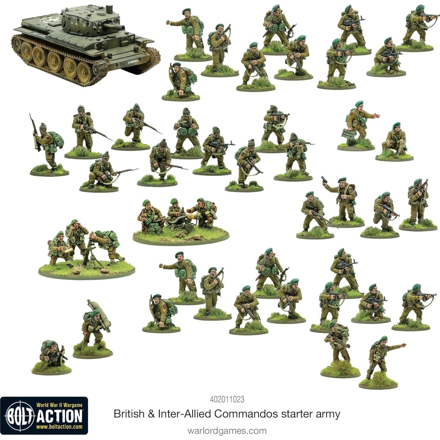 Ejército Inicial Comandos Británicos Warlord 28mm Sin Pintar