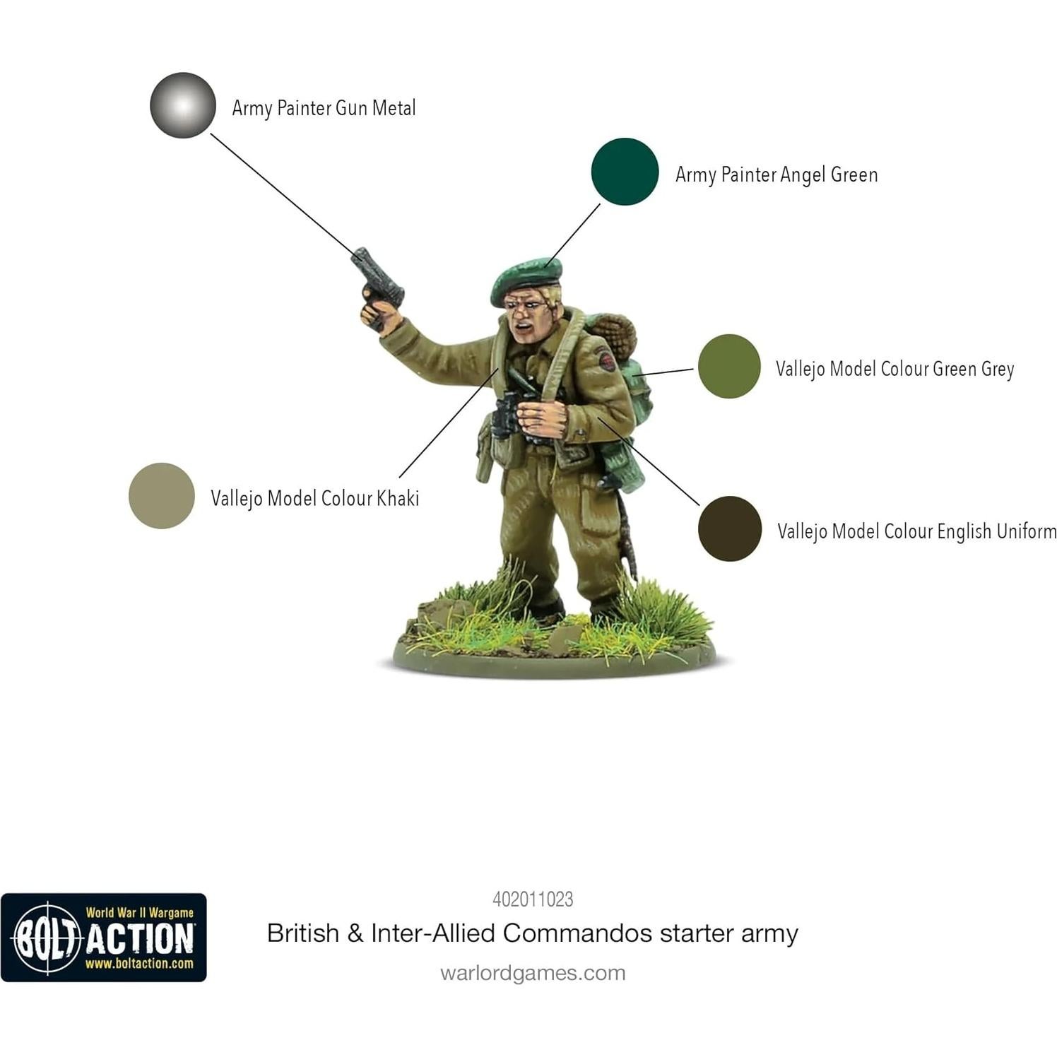 Ejército Inicial Comandos Británicos Warlord 28mm Sin Pintar