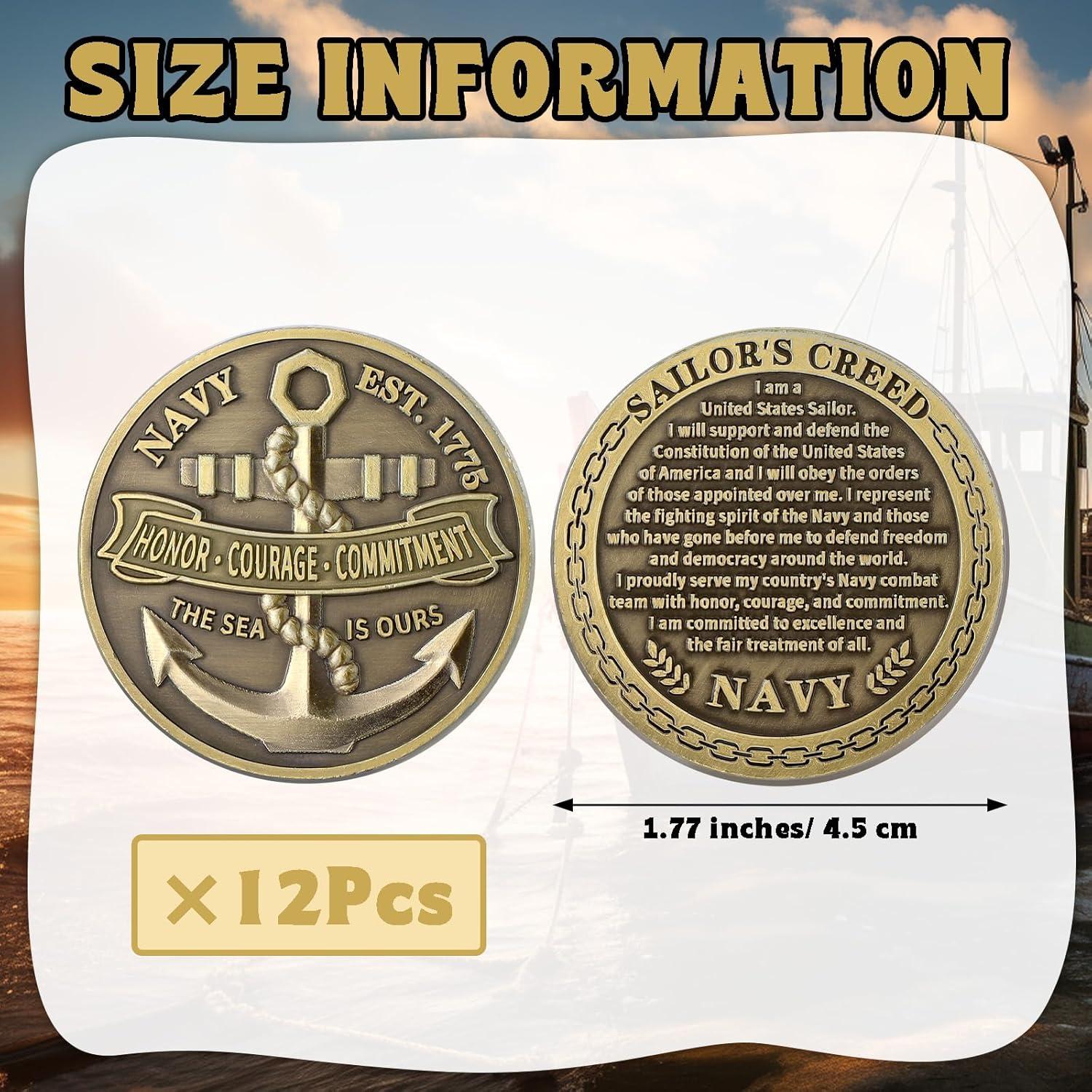 12 Monedas Desafío Marina EE. UU. Landical 4.5 cm Regalos