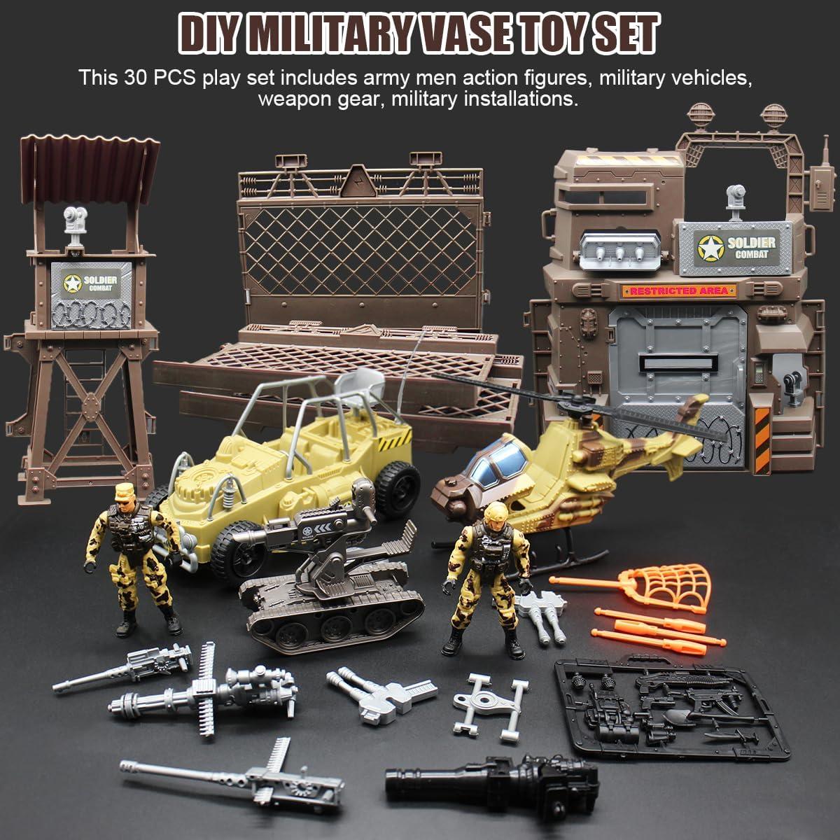 Juego de Juguetes Militares Fisca - 30 Piezas con Vehículos y Soldados